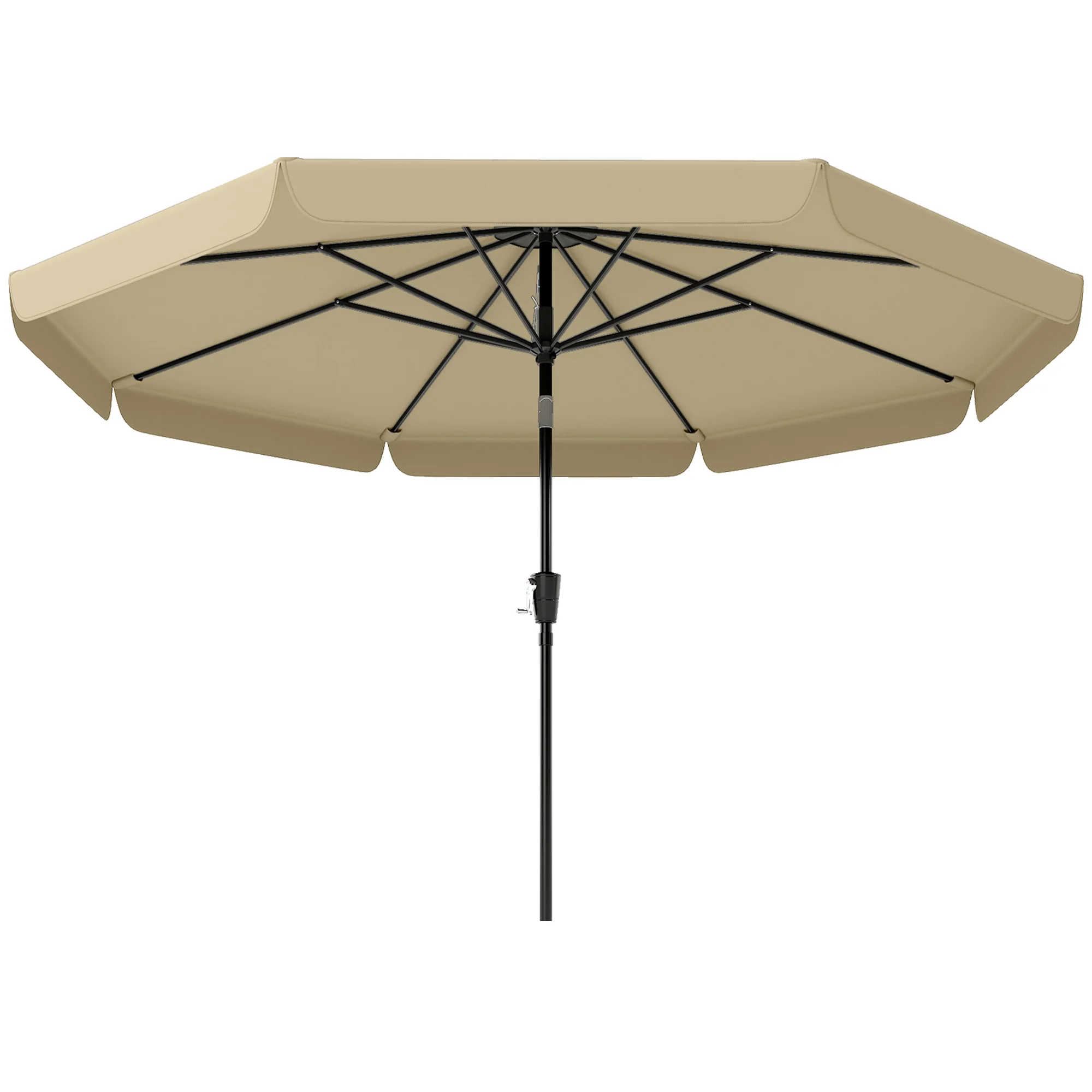 10 ft Patio Umbrella with Push Button Tilt and Crank, Outdoor Market Table Umbrella Parasol, Khaki - Image 2