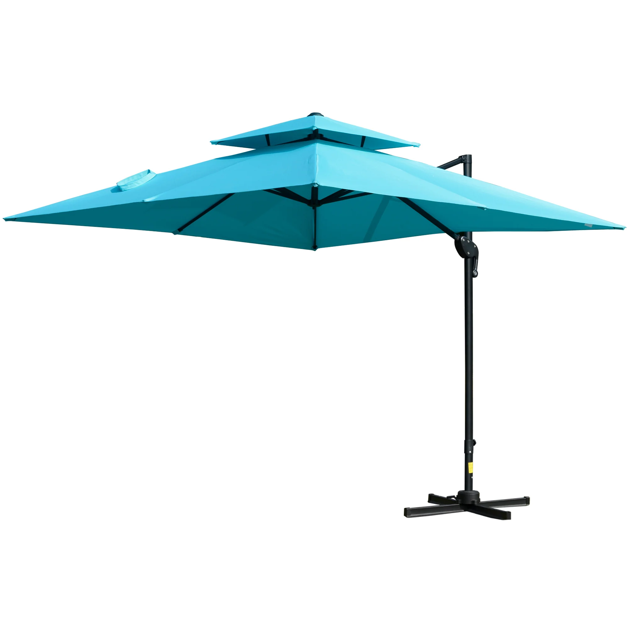 10' x 10' Double Top Square Offset Umbrella with Umbrella Cover, Light Blue - Image 2