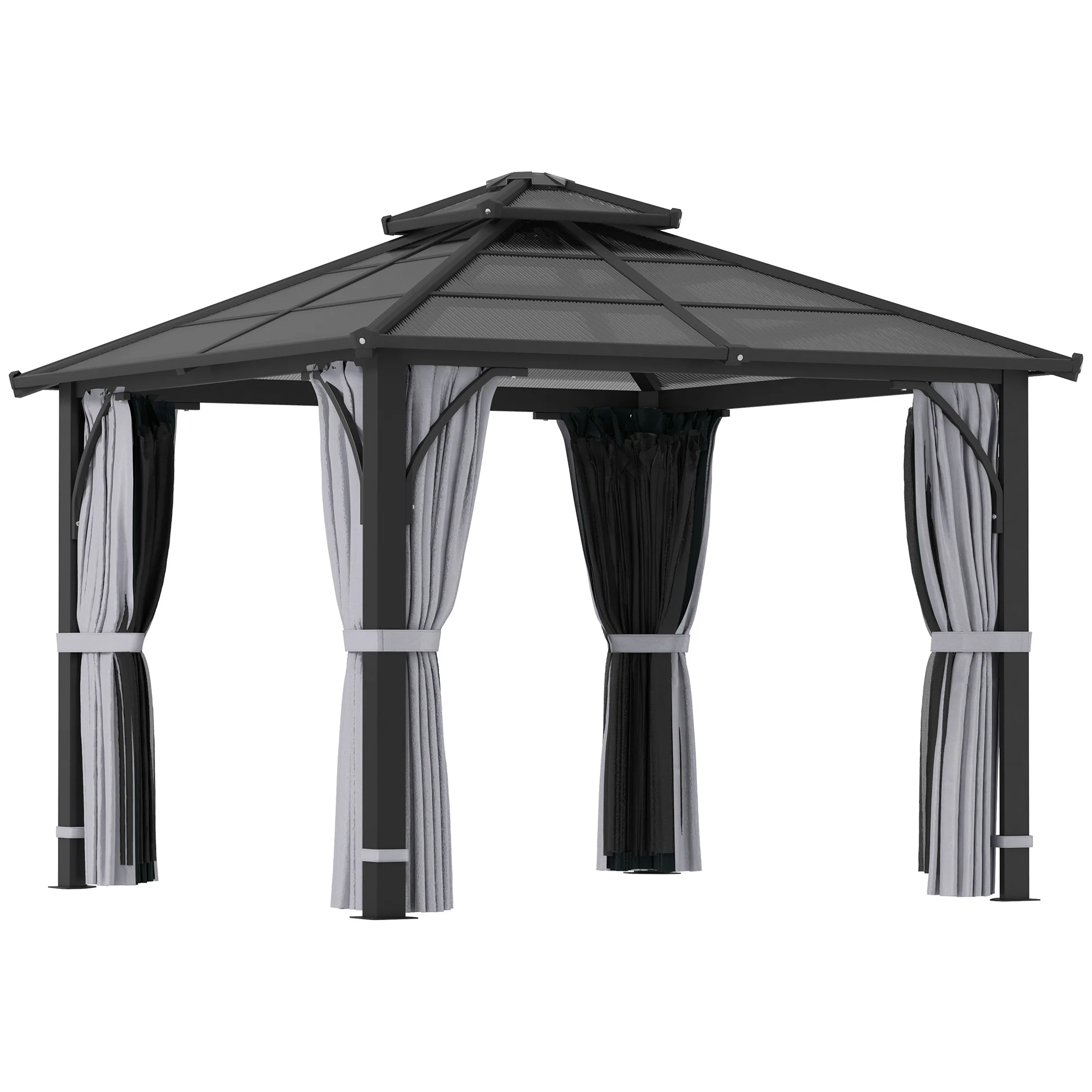 10' x 10' Hardtop Gazebo with 7mm Polycarbonate Double Roof