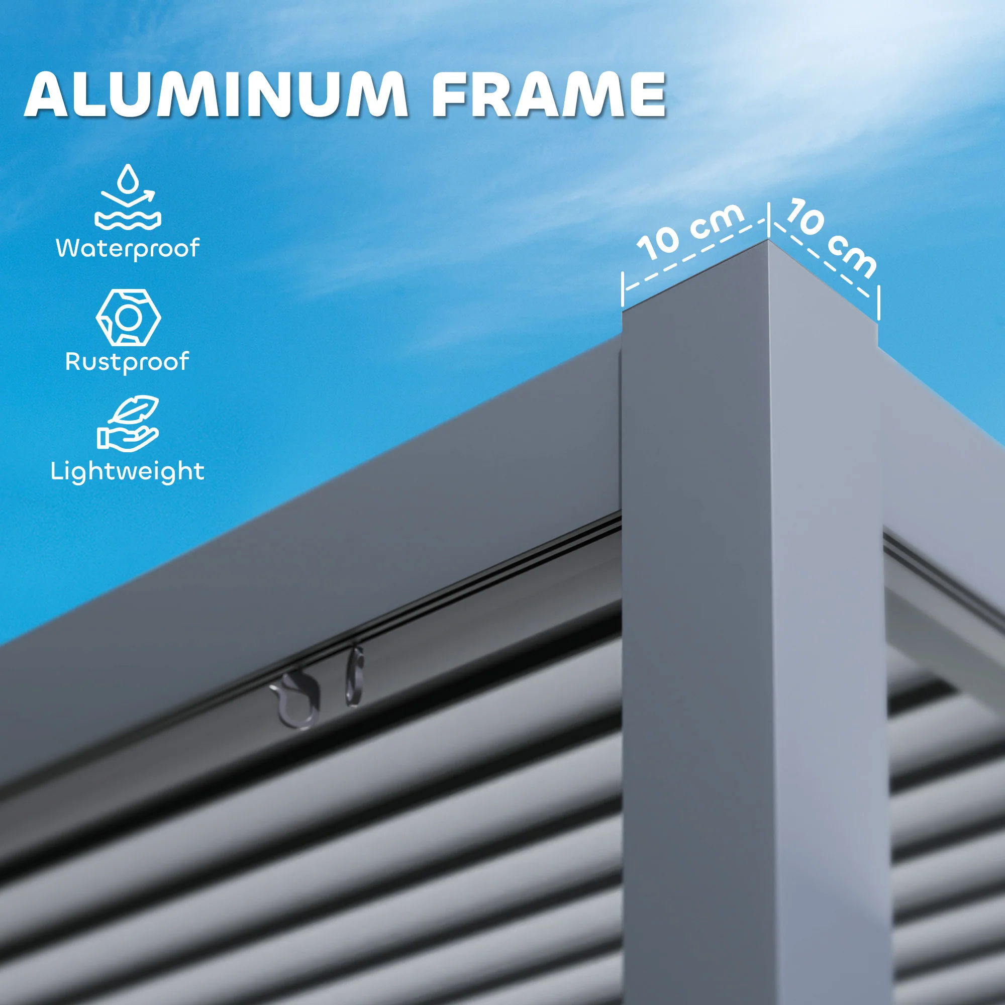 10' x 10' Louvered Pergola with Adjustable Metal Roof, Aluminum Frame - Image 7