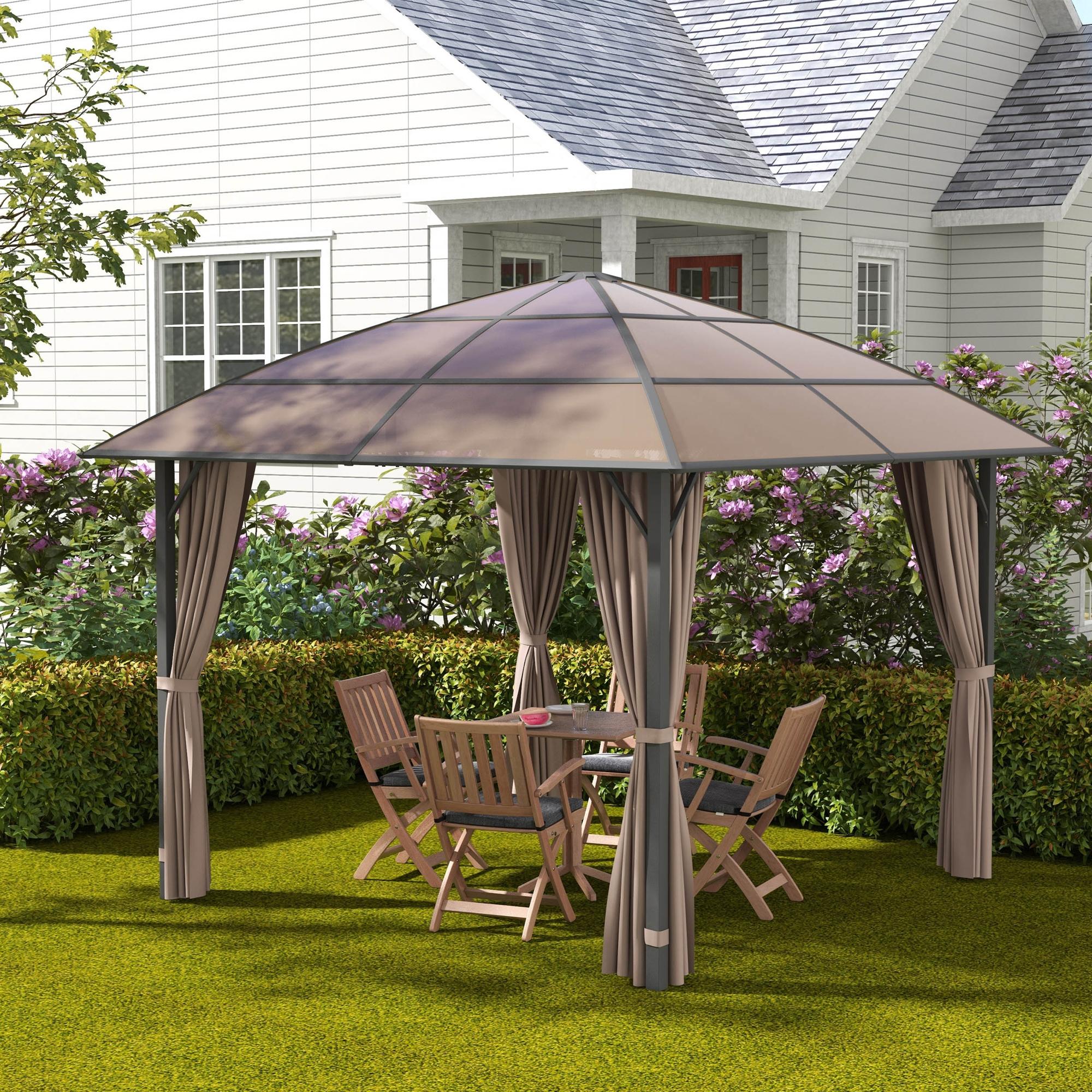 10' x 10' Hardtop Gazebo with UV60+ Polycarbonate Roof, Khaki - Image 3