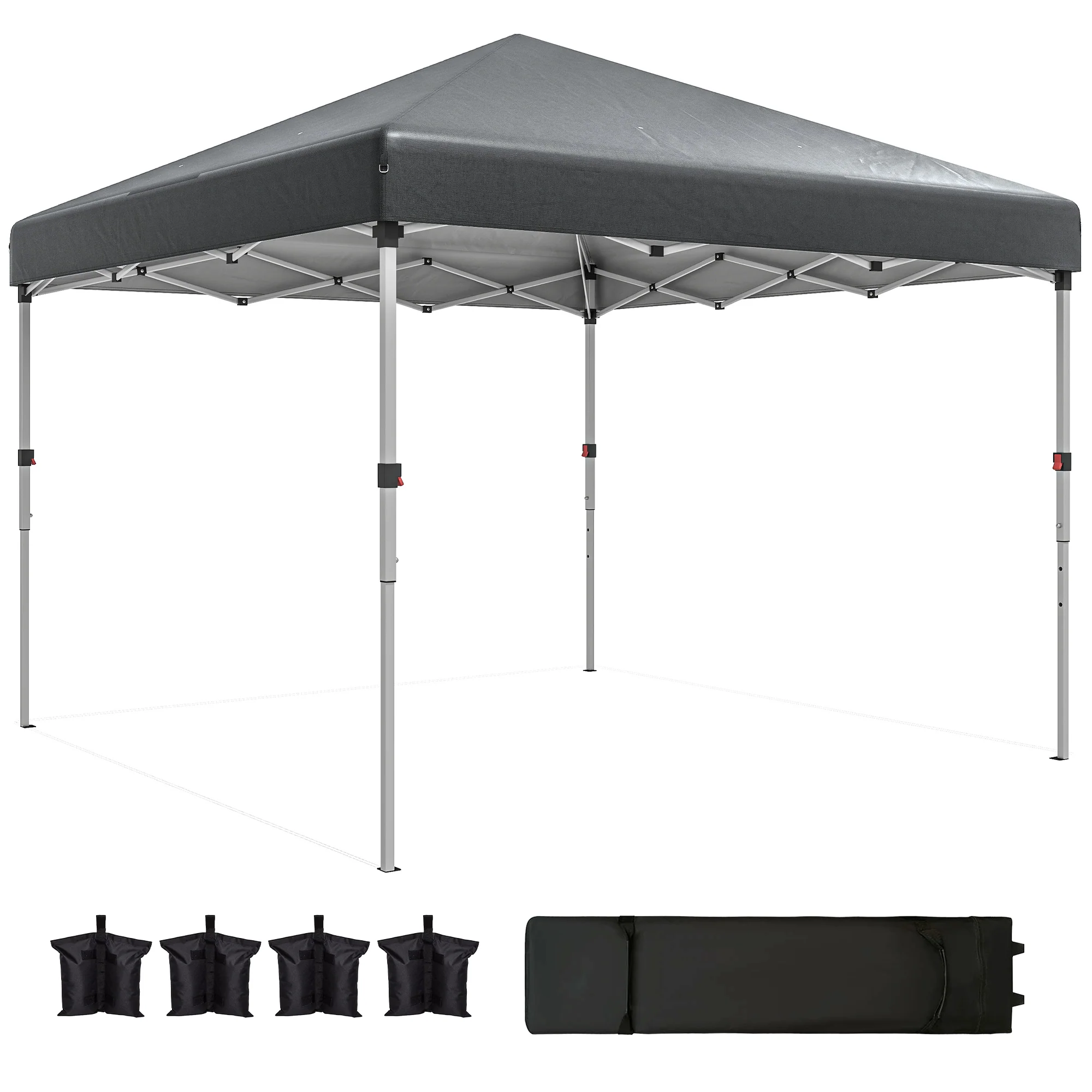 10' x 10' Pop Up Canopy Tent with Removable Sidewalls, Instant Shelter with Portable Roller Bag, 4 Sand Bags, Adjustable Height for Outdoor, Garden, Patio, Dark Grey - Image 2