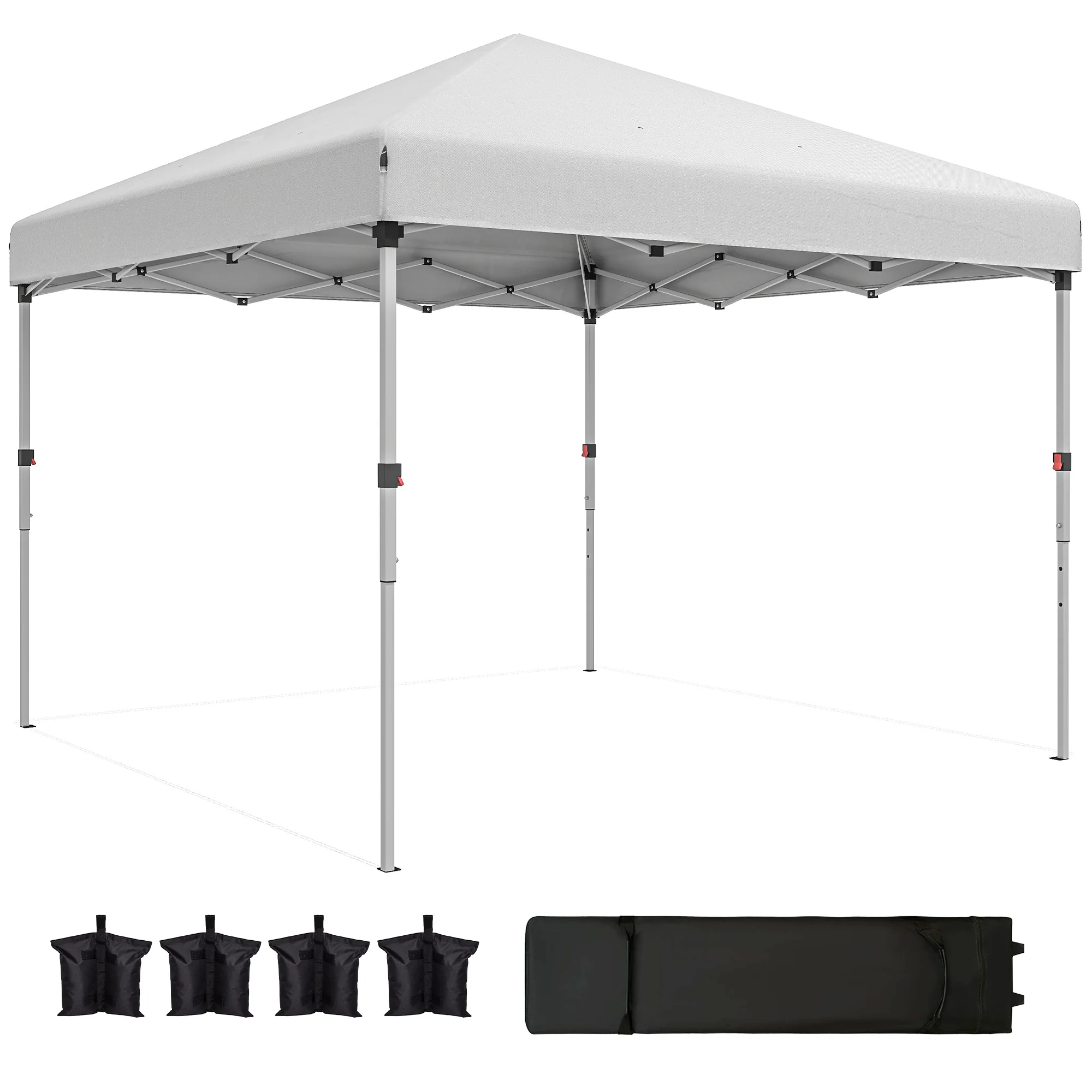 10' x 10' Pop Up Canopy Tent with Removable Sidewalls, Instant Shelter with Portable Roller Bag, 4 Sand Bags, Adjustable Height for Outdoor, Garden, Patio, White - Image 2