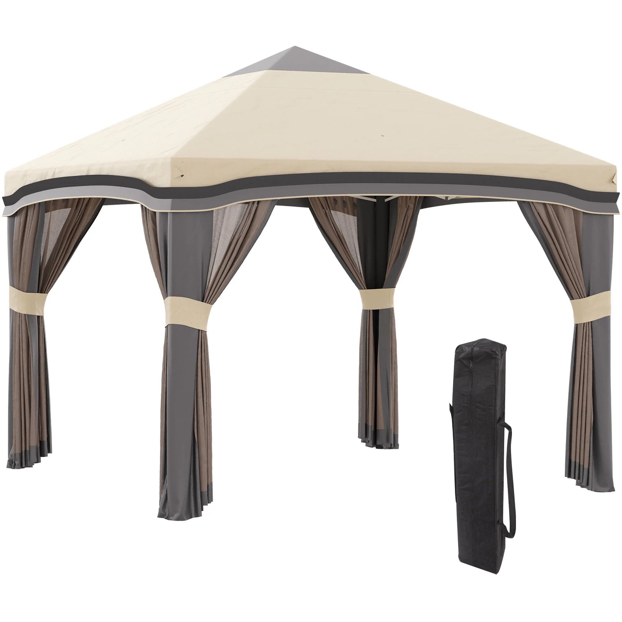 10' 10' Pop-Up Canopy with Mosquito Netting & Storage Bag, Beige
