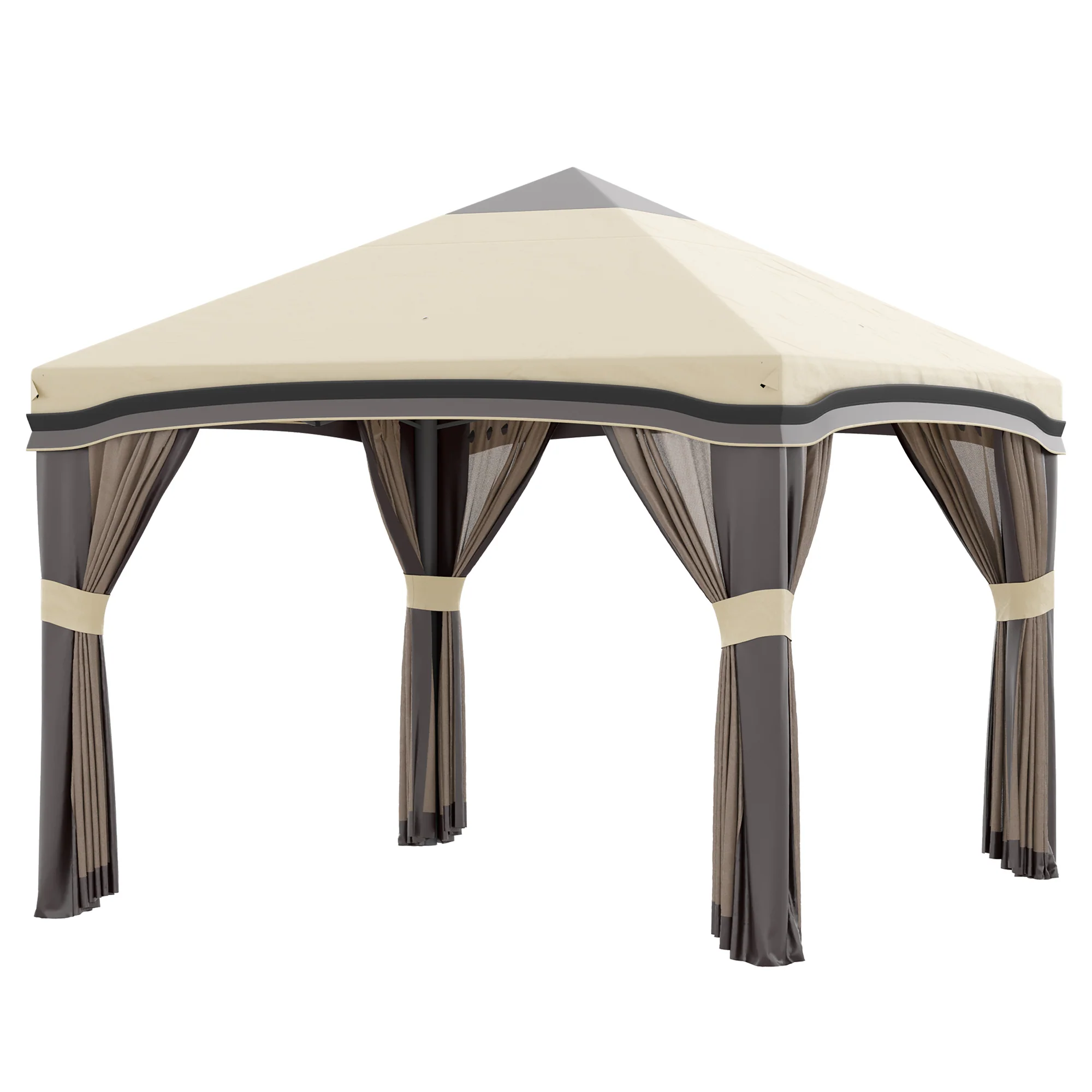 10' 10' Pop-Up Canopy with Mosquito Netting & Storage Bag, Beige - Image 10