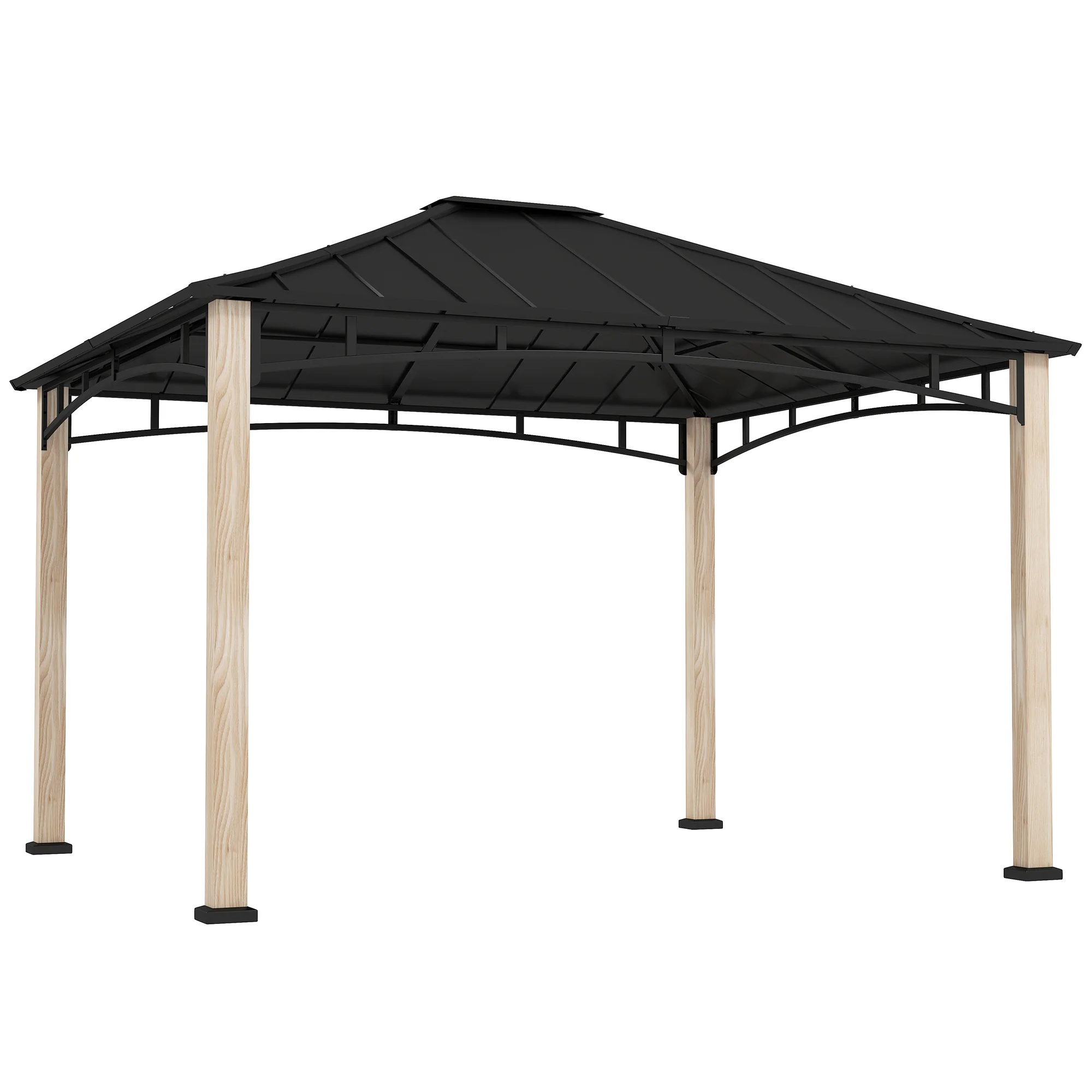 10' x 12' Hardtop Gazebo with Galvanized Metal Roof & Wood Grain Frame - Image 12
