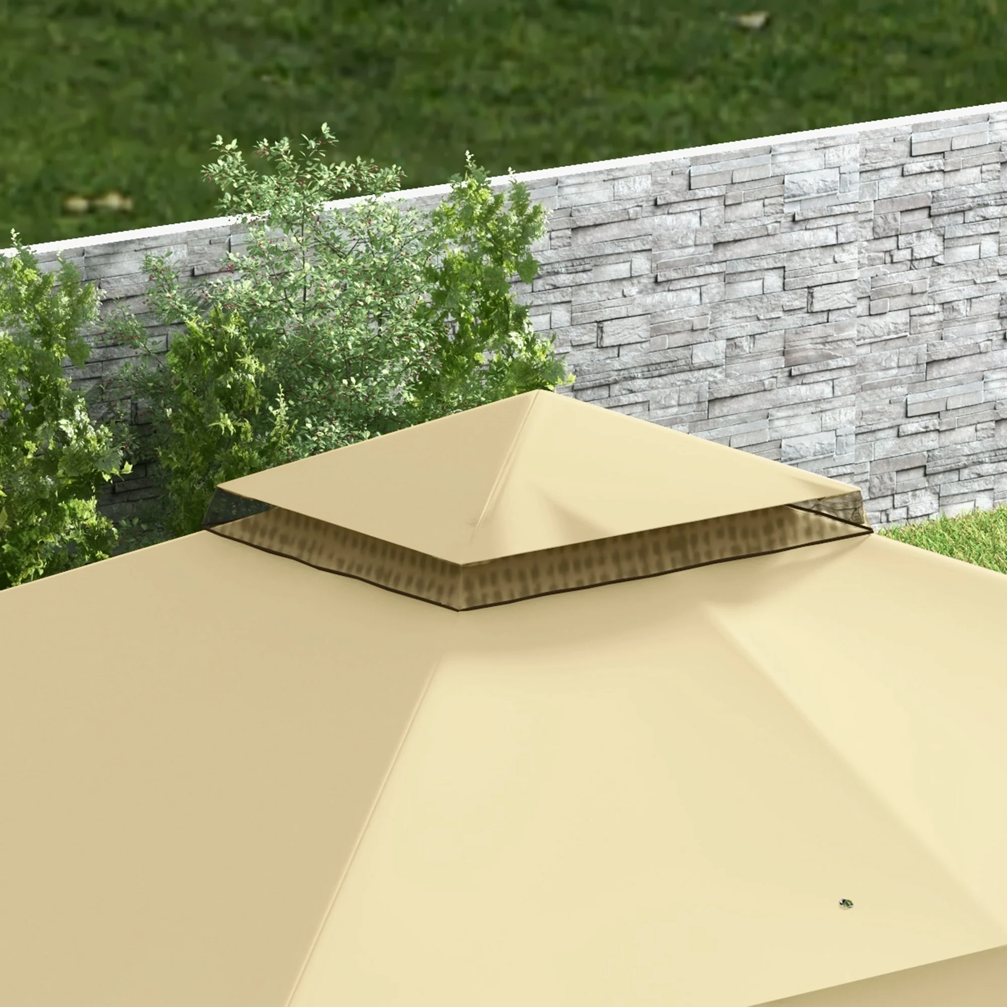 10' x 12' Double Roof Gazebo with Netting & Curtains, Beige - Image 10