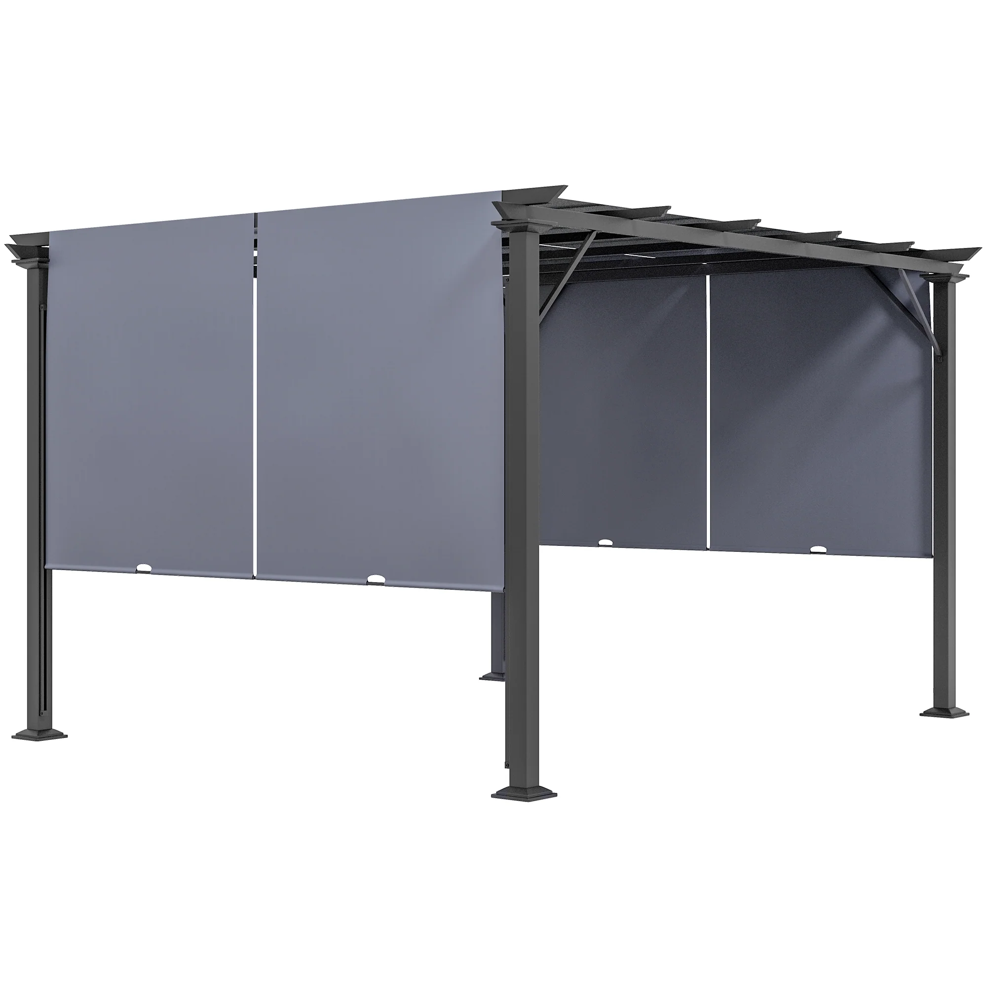 10' x 12' Outdoor Gazebo with Sun Shade Canopy and Steel Frame, Grey