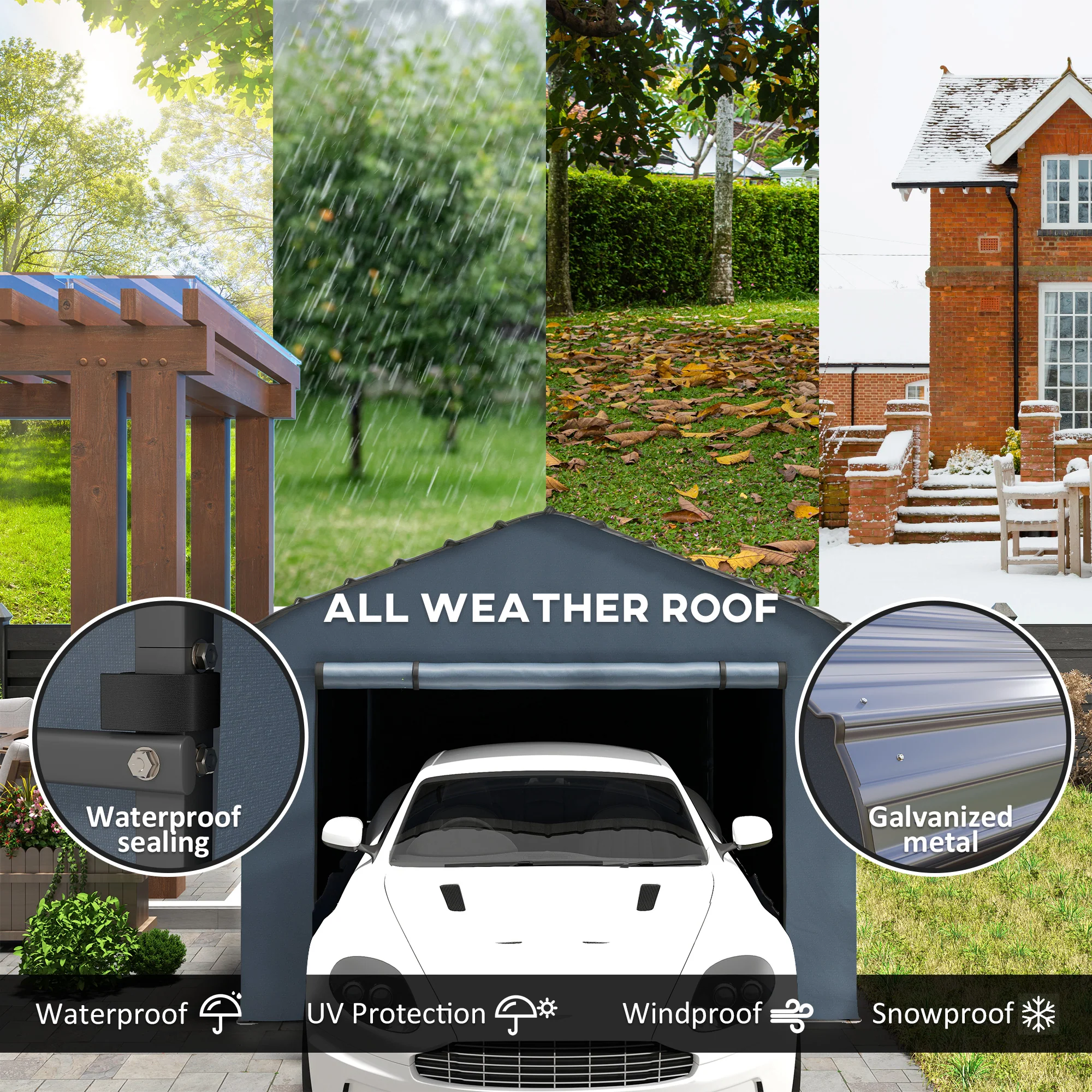 10' x 15' Waterproof Metal Carport with Removable Sidewalls - Image 6