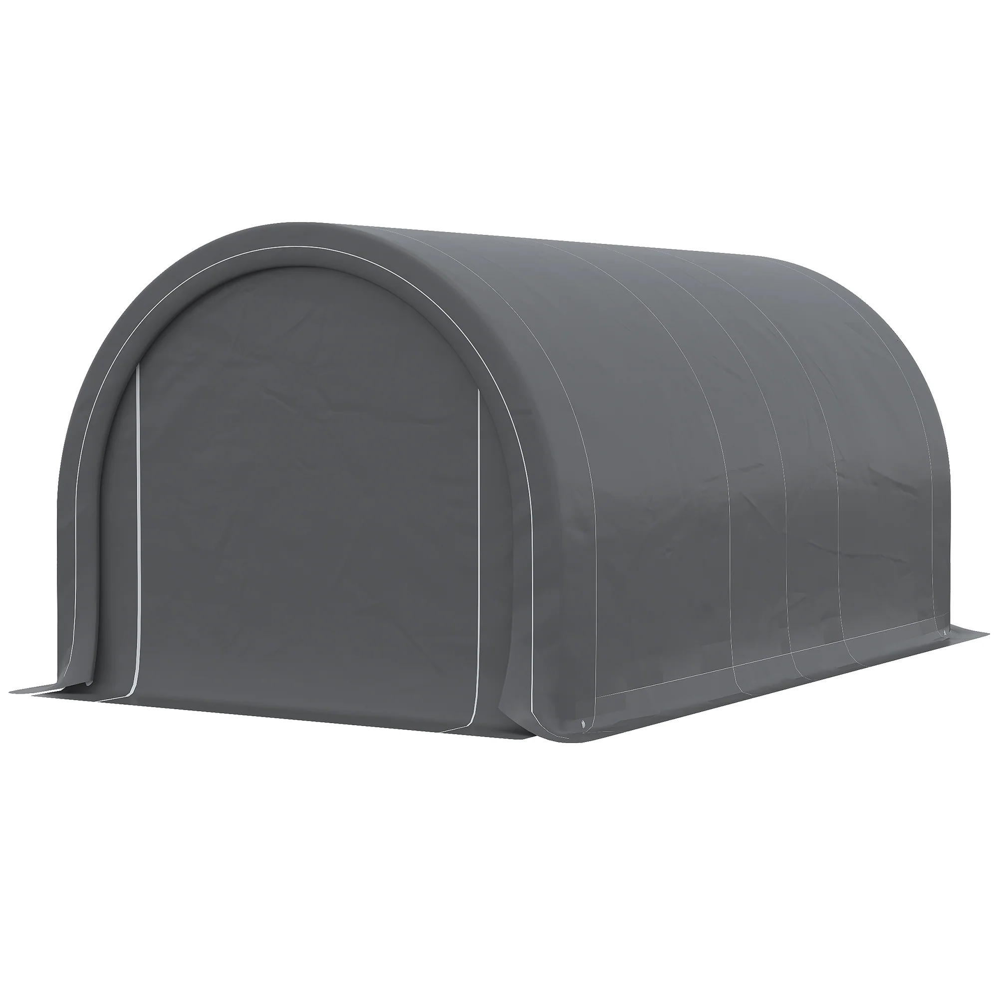 10' x 16' Portable Garage with Zippered Door & Anti UV PE Cover, Grey - Image 2
