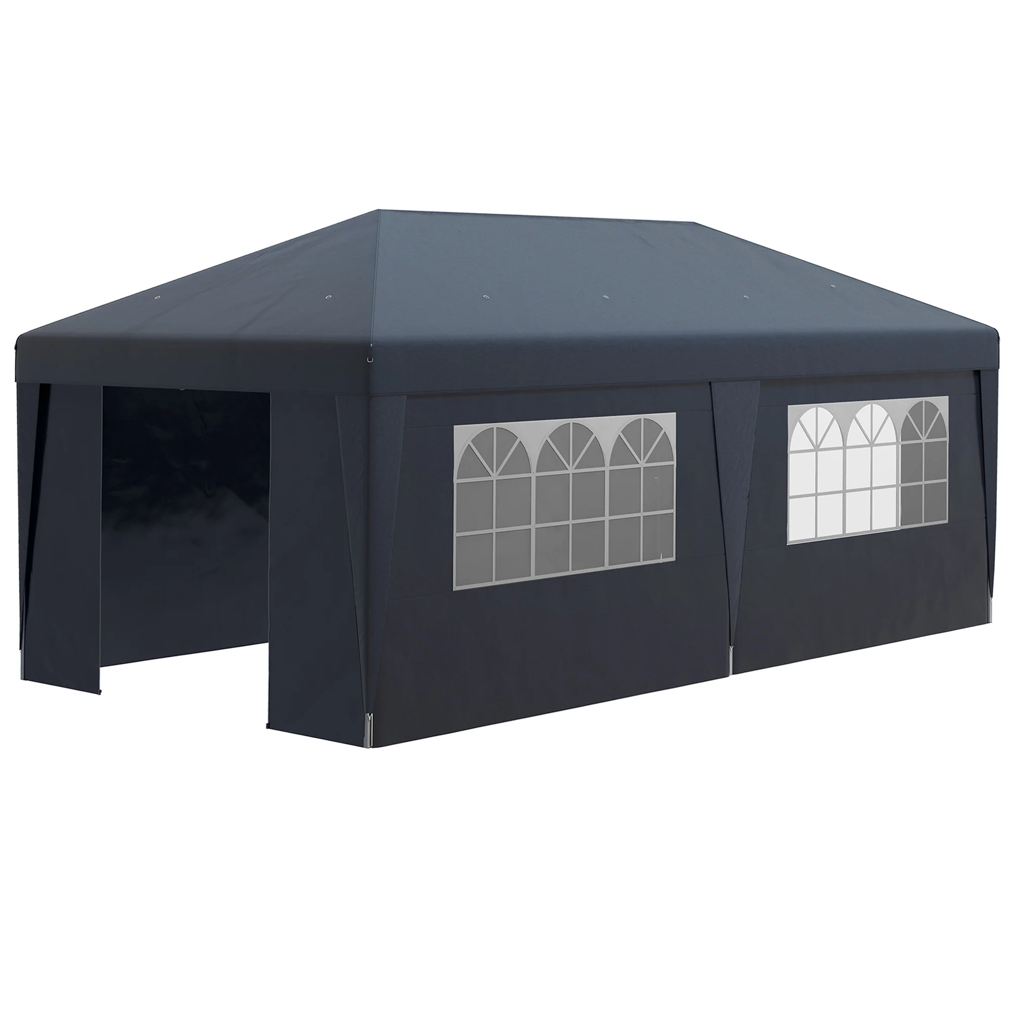 10' x 19.5' Pop Up Canopy Tent with Sidewalls, UPF 30+ Height Adjustable Large Party Tent Event Shelter with Leg Weight Bags and Wheeled Carry Bag for Garden, Patio, Dark Blue