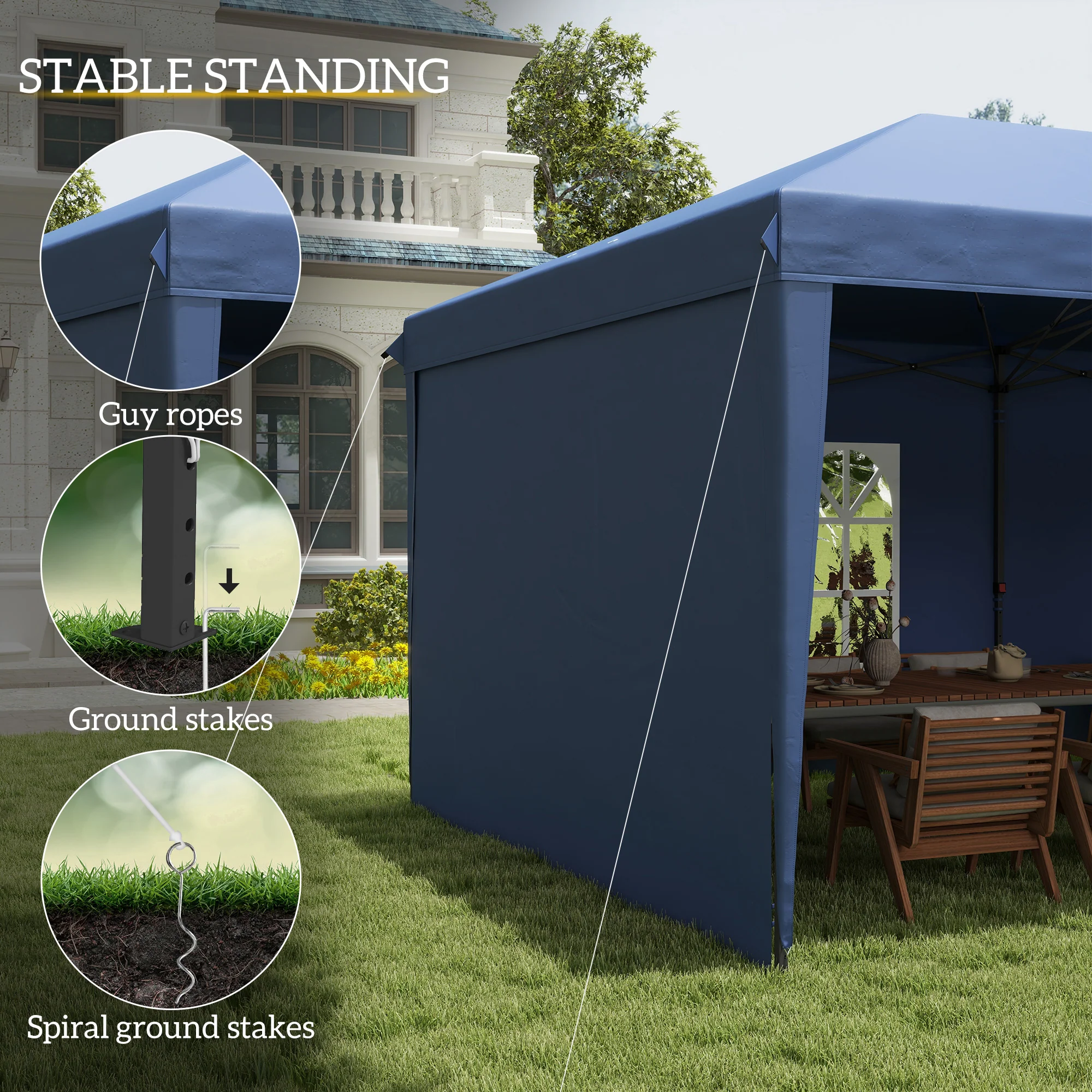 10' x 20' Outdoor Pop Up Canopy Tent with Carry Bag, Blue - Image 9