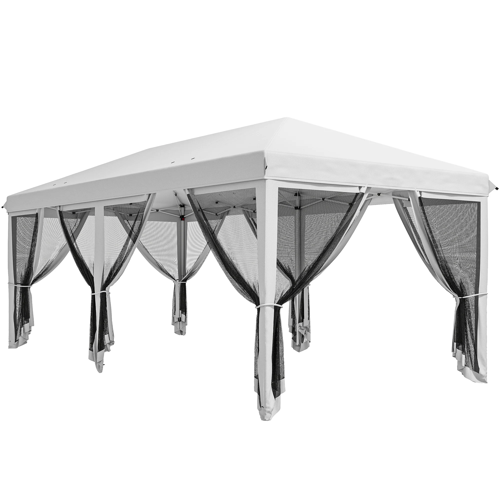 10' x 20' Pop Up Canopy Tent Gazebo with Removable Mesh Sidewall Netting, Carry Bag for Backyard Patio Outdoor, White - Image 12