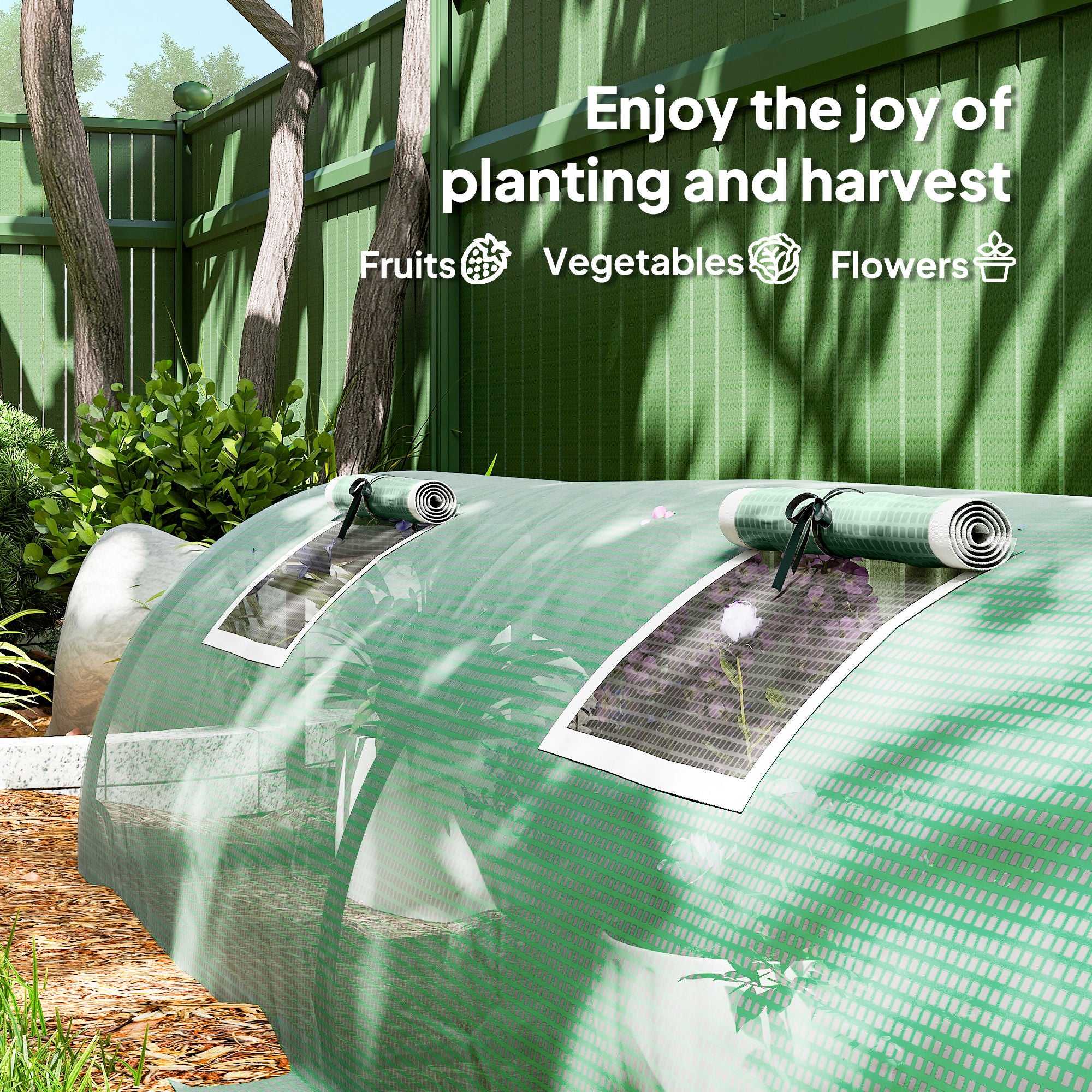 Portable Mini Greenhouse, Tunnel Growing Tent with 5 Mesh Windows and Steel Frame,10' x 3' x 2', Green - Image 9