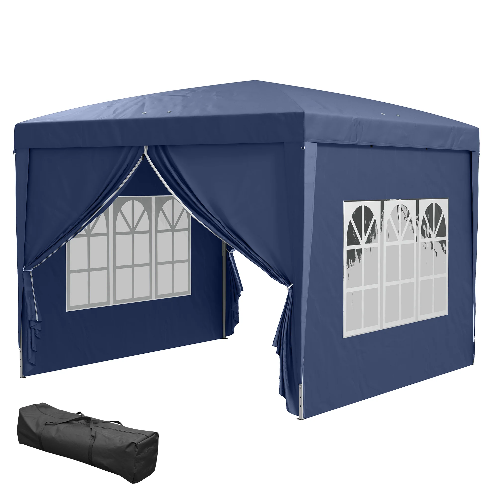 10'x10' Outdoor Pop Up Party Tent Wedding Gazebo Canopy with Carrying Bag (Blue) - Image 2
