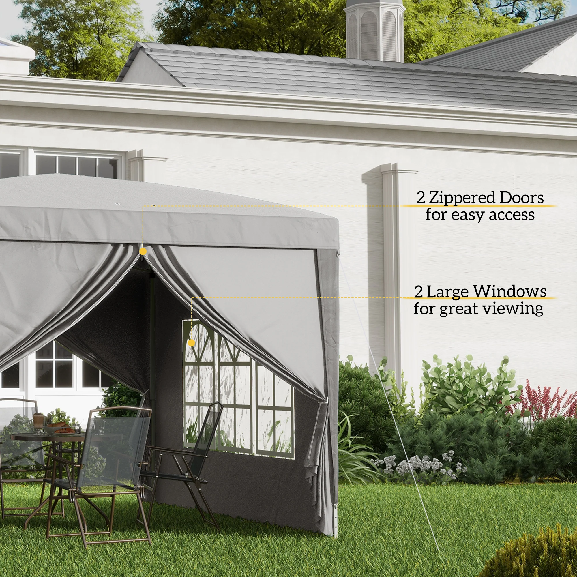 10'x10' Outdoor Pop Up Party Tent Wedding Gazebo Canopy with Carrying Bag, Light Grey - Image 9