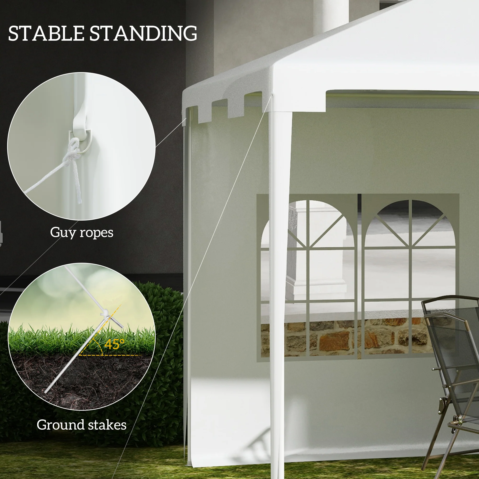 10' x 13' Outdoor Gazebo Canopy with Mesh Sidewalls and 2 Doors, White - Image 8