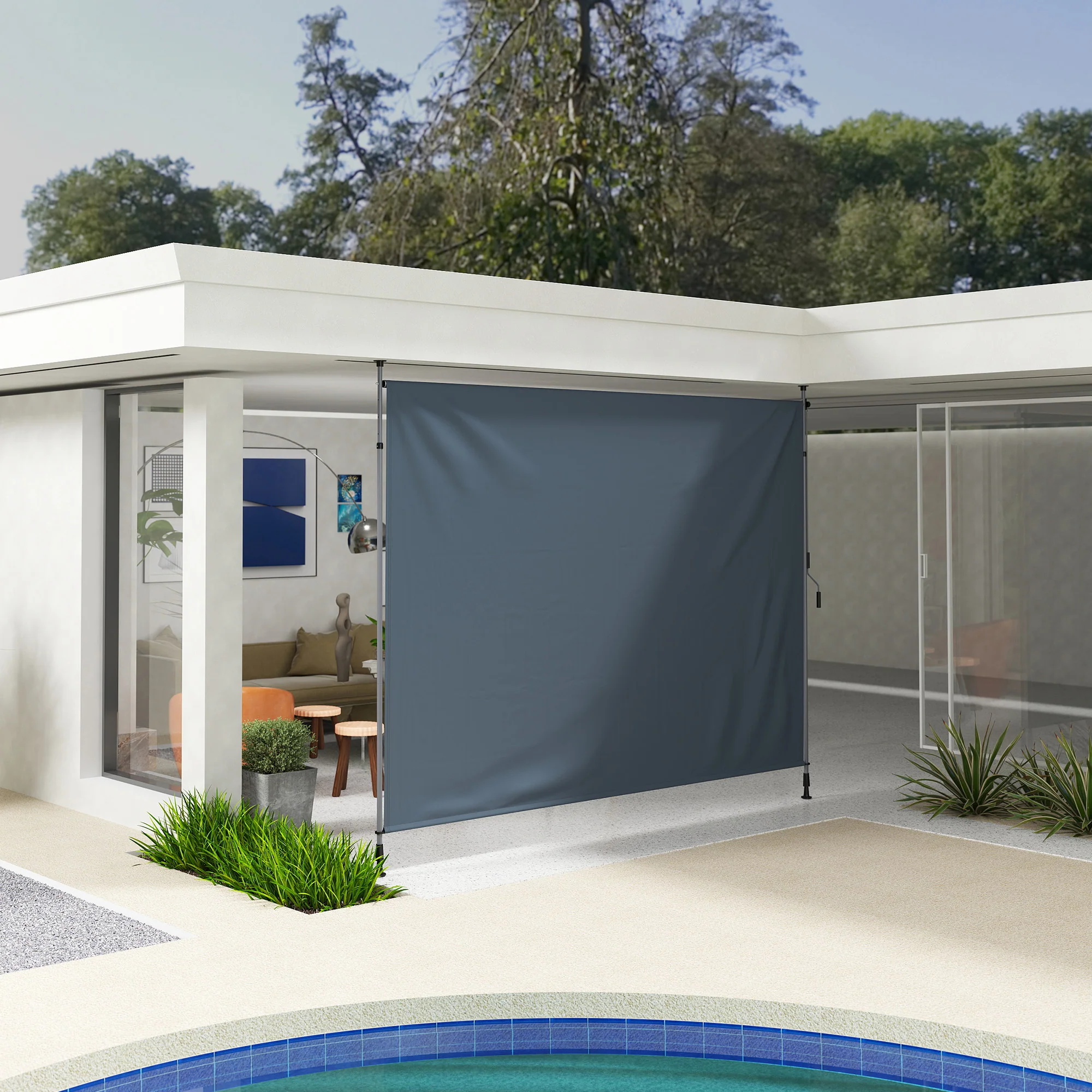 11.5' x 10' Retractable Patio Awning with UPF30+ & Water-Resistant Fabric, Dark Grey - Image 4