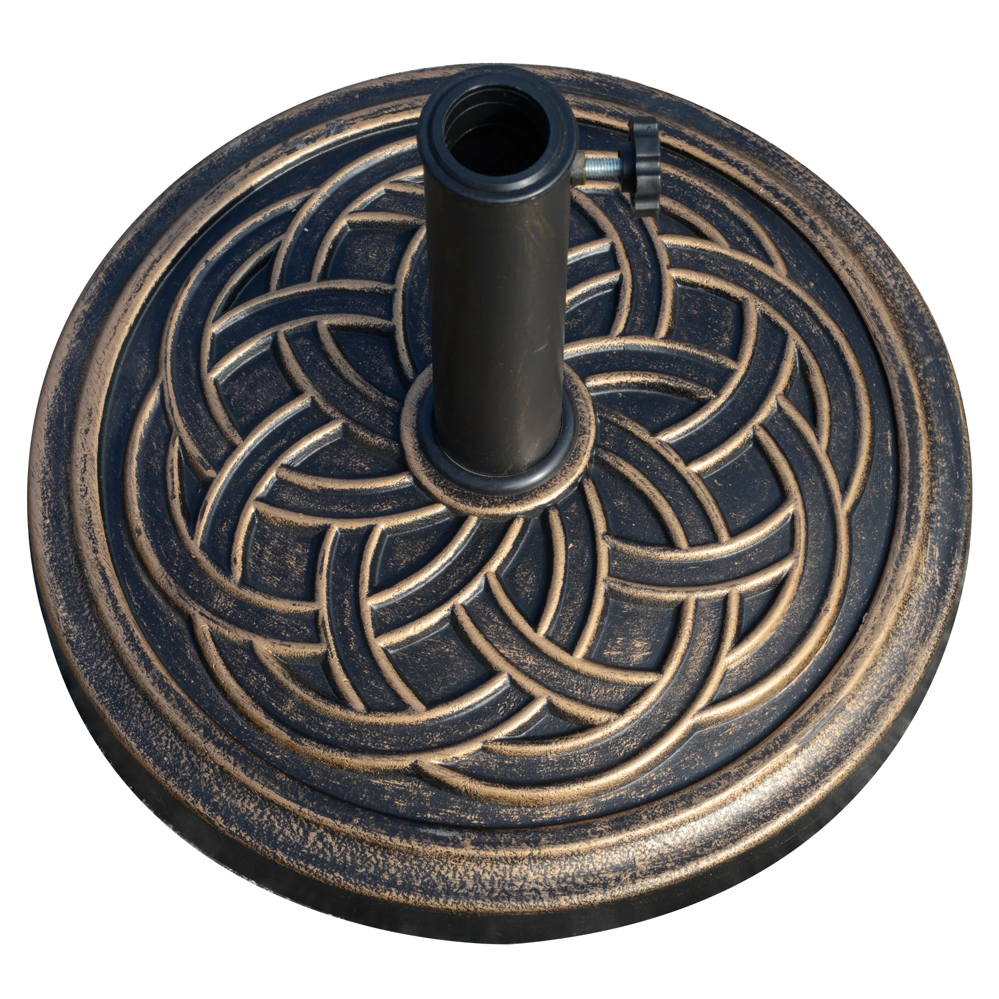 11.5kg Round Retro Garden Parasol Base for 38 or 48mm Poles, Bronze Tone - Image 9