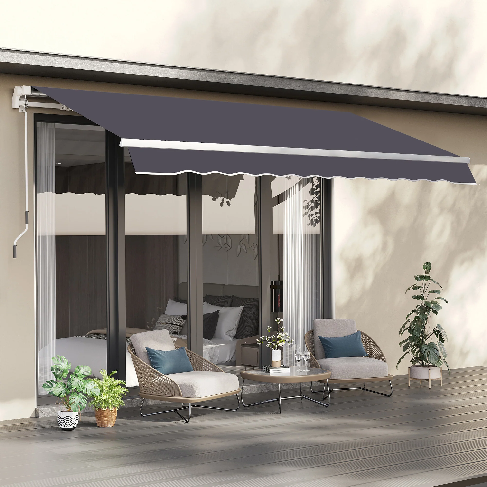 11' x 10' Retractable Awning Fabric Replacement, 280gsm UV Resistant Fabric, Grey - Image 4