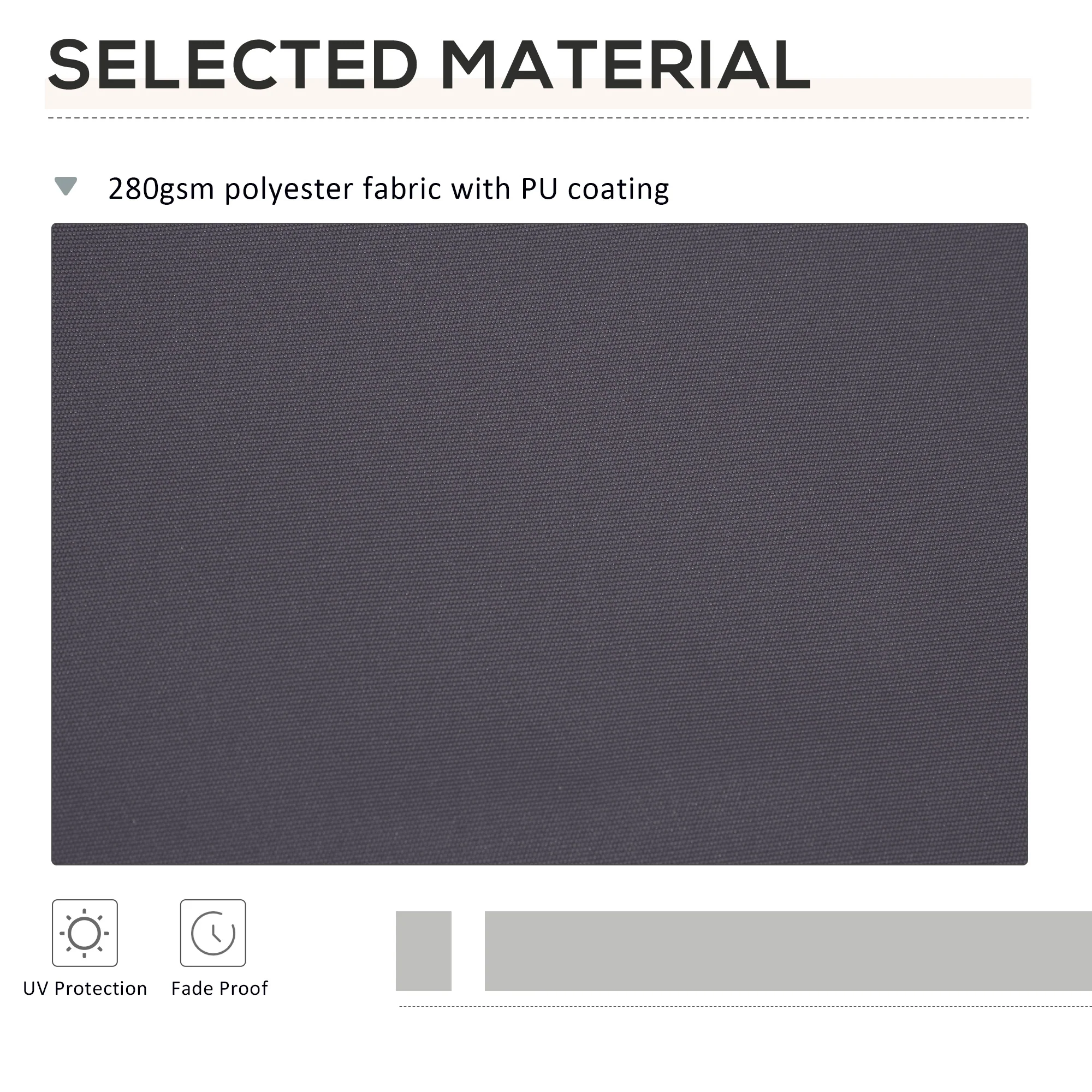 11' x 10' Retractable Awning Fabric Replacement, 280gsm UV Resistant Fabric, Grey - Image 6