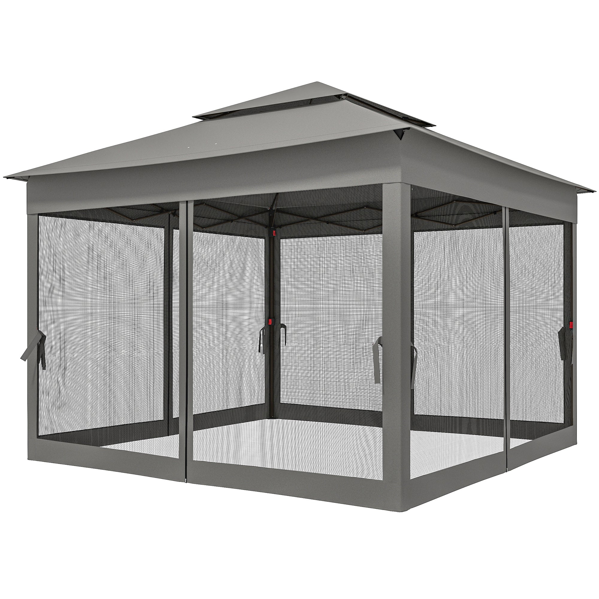 11' x 11' Pop Up Canopy 2-Tier Soft Top Shelter Event Tent w/ Netting Carry Bag for Patio Backyard Garden, Dark Grey - Image 2