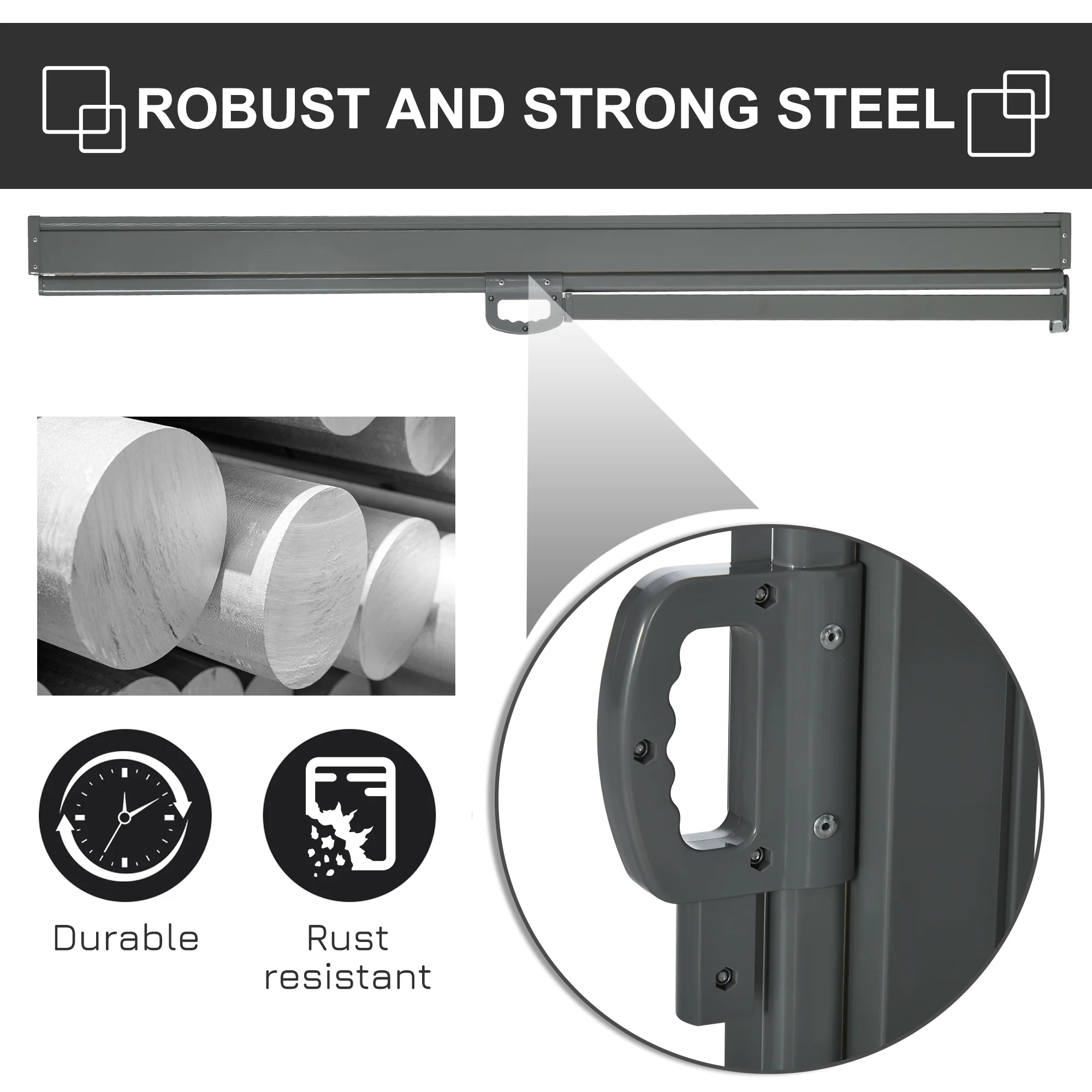 118" x 63" Retractable Side Awning with UV & Wind Protection, Grey - Image 7