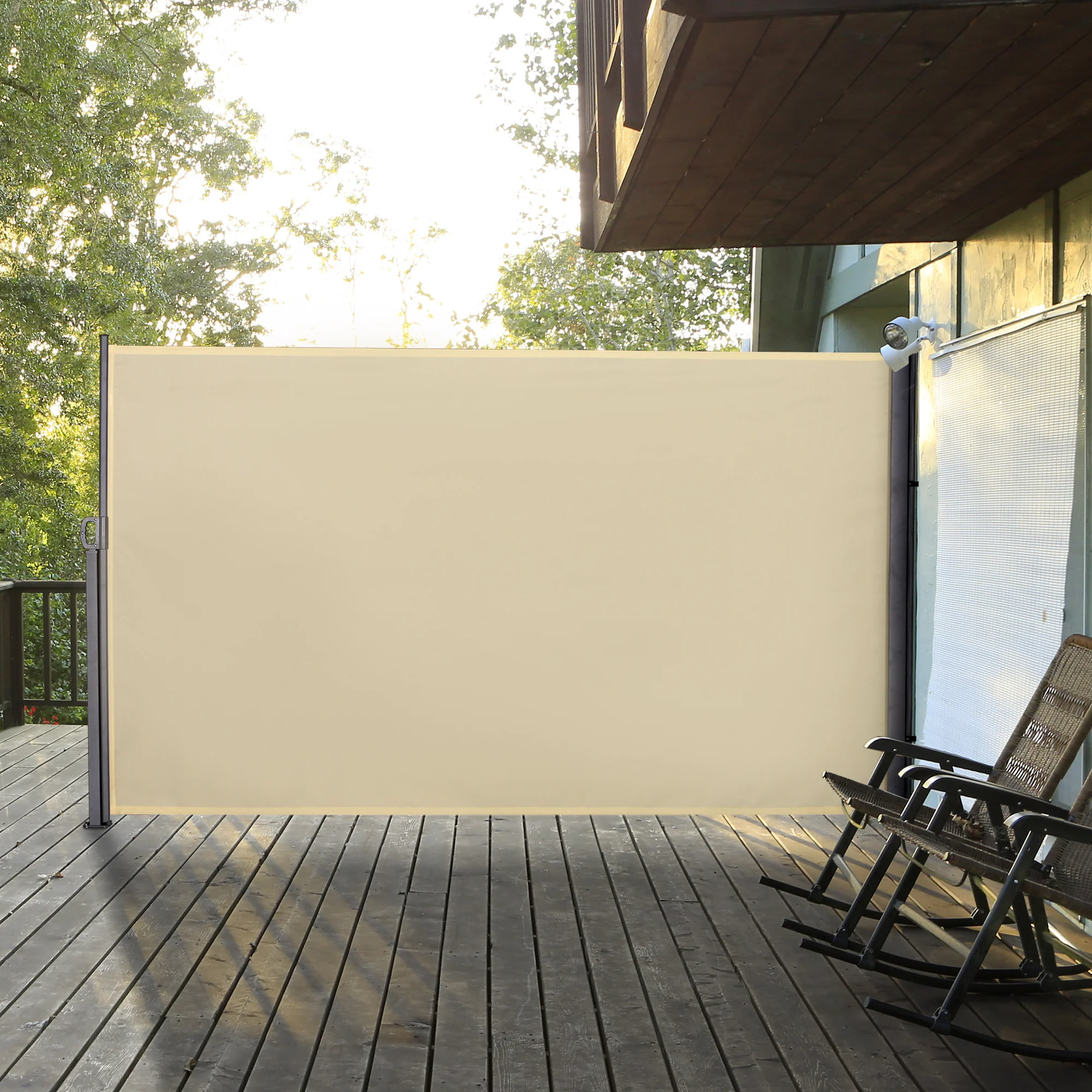 118" x 71" Retractable Side Awning with UV & Wind Protection, Cream White - Image 3