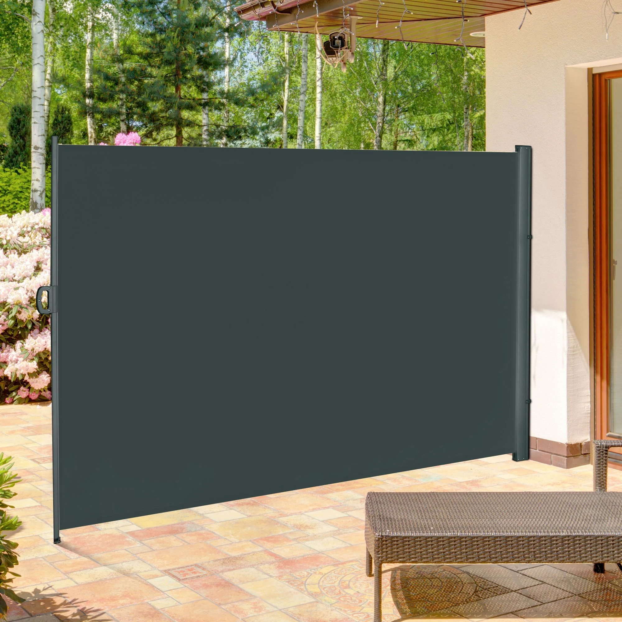 118" x 79" Retractable Side Awning with UV & Wind Protection, Grey - Image 3
