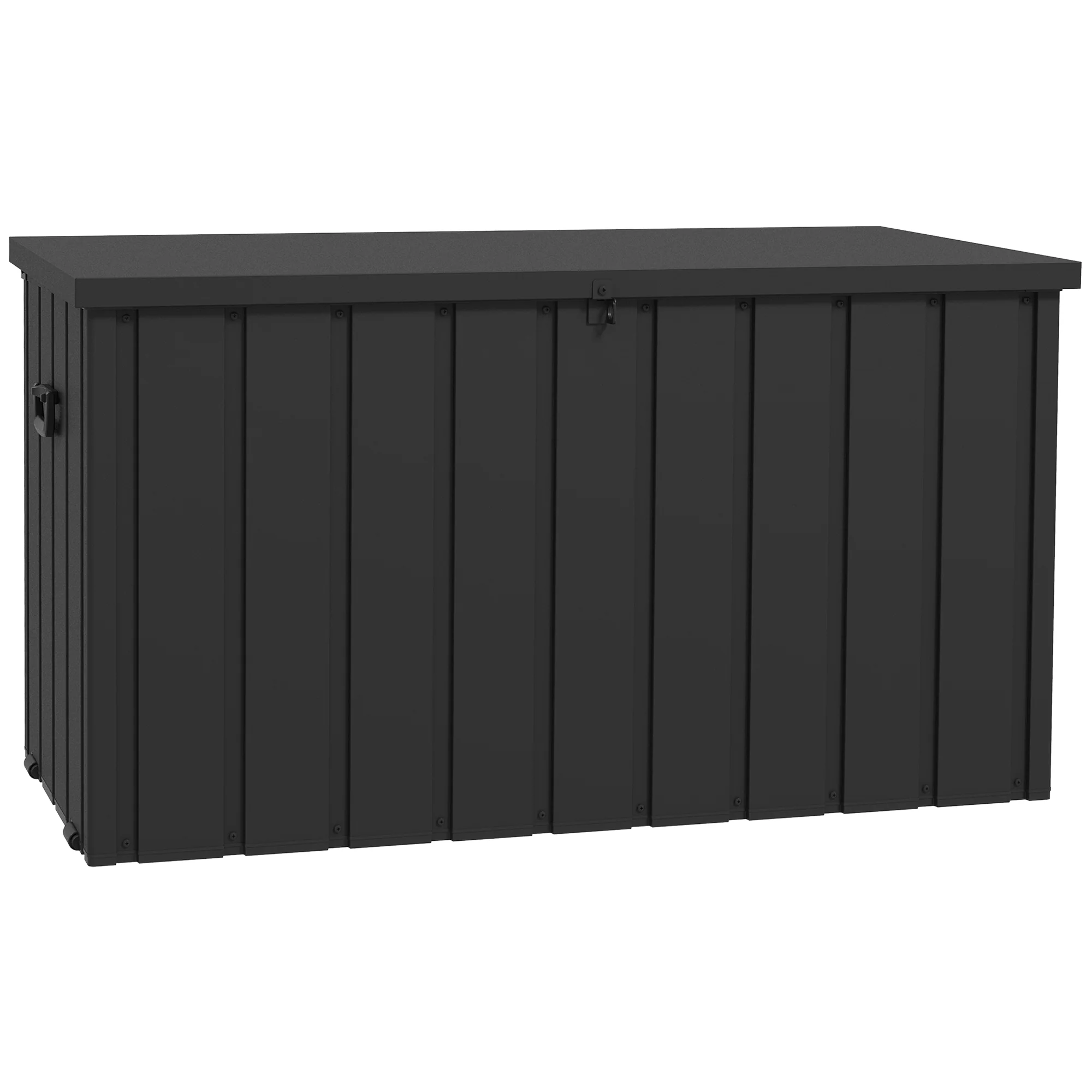 119 Gallon Deck Box, Lockable Galvanised Steel Outside Storage Container for Tools, Cushions, Dark Grey - Image 2