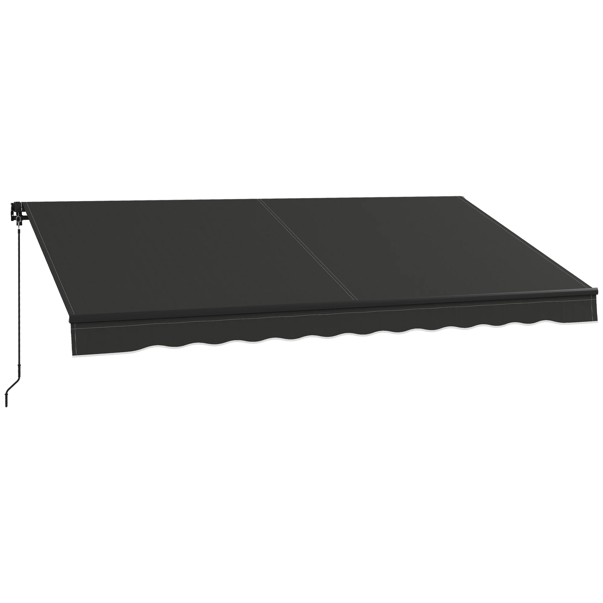 12' x 10' Retractable Awning with Manual Crank, 280gsm UV Resistant Fabric and Aluminum Frame, Black - Image 2