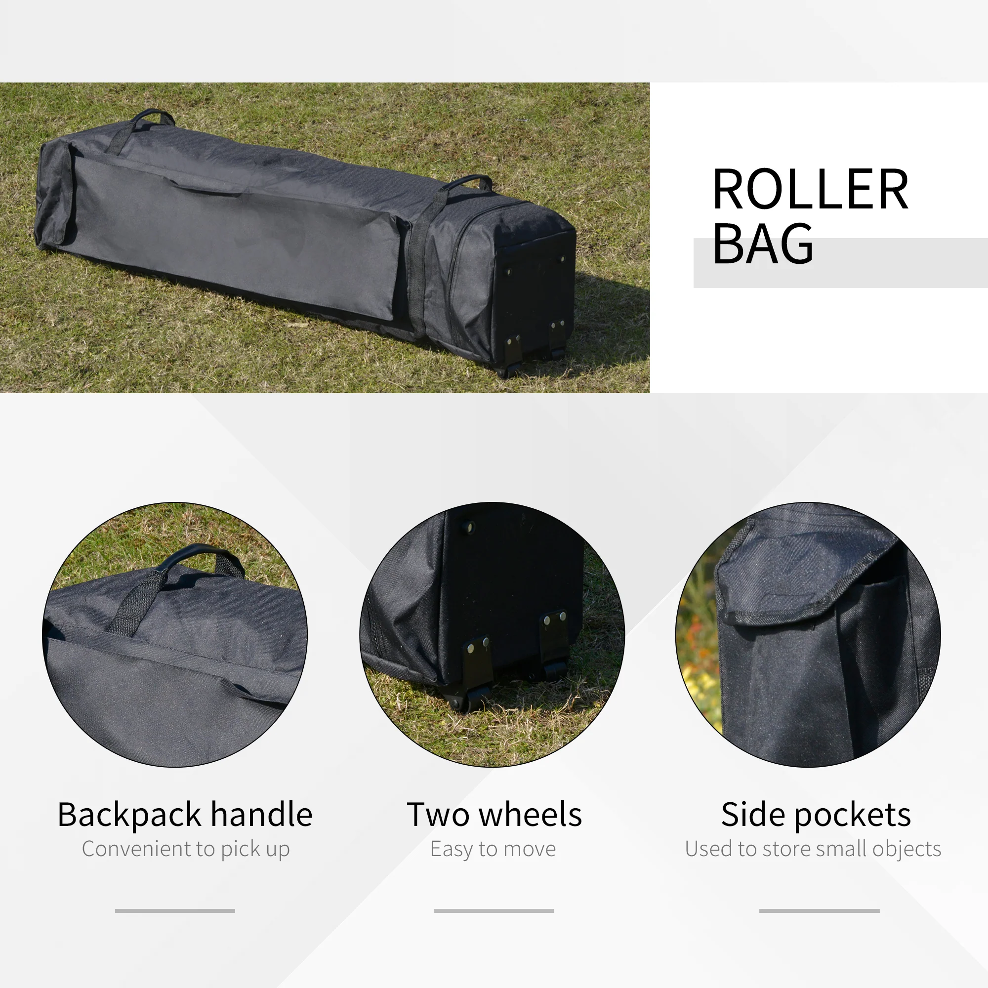 12' x 12' Foldable Party Tent with Steel Frame & Roller Bag, Light Grey - Image 10