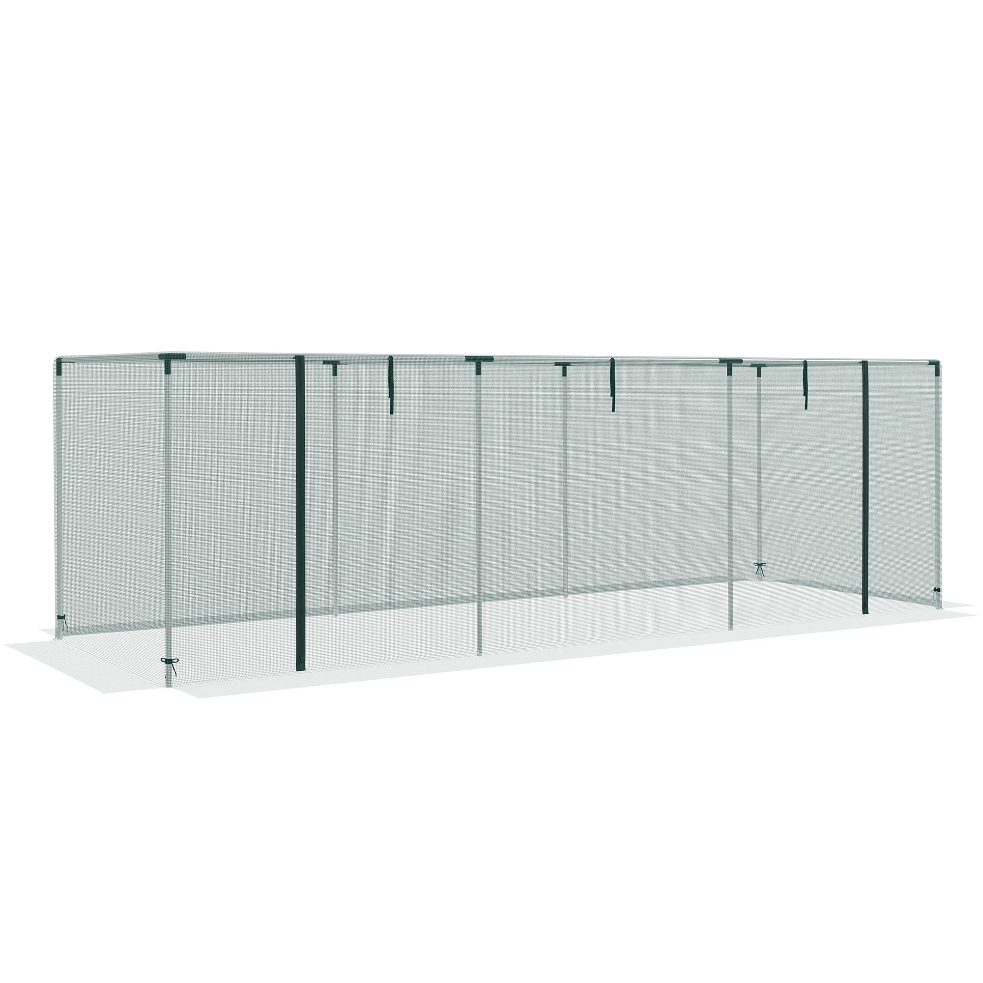 12' x 4' Plant Protection Cage with Zippered Door & Galvanized Frame, Green