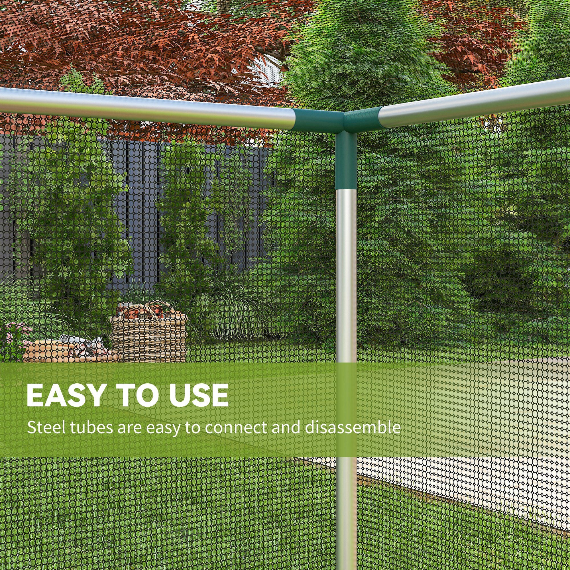 Galvanized Steel Crop Cage, Plant Protection Tent with Zippered Door, 12' x 4', Black - Image 7