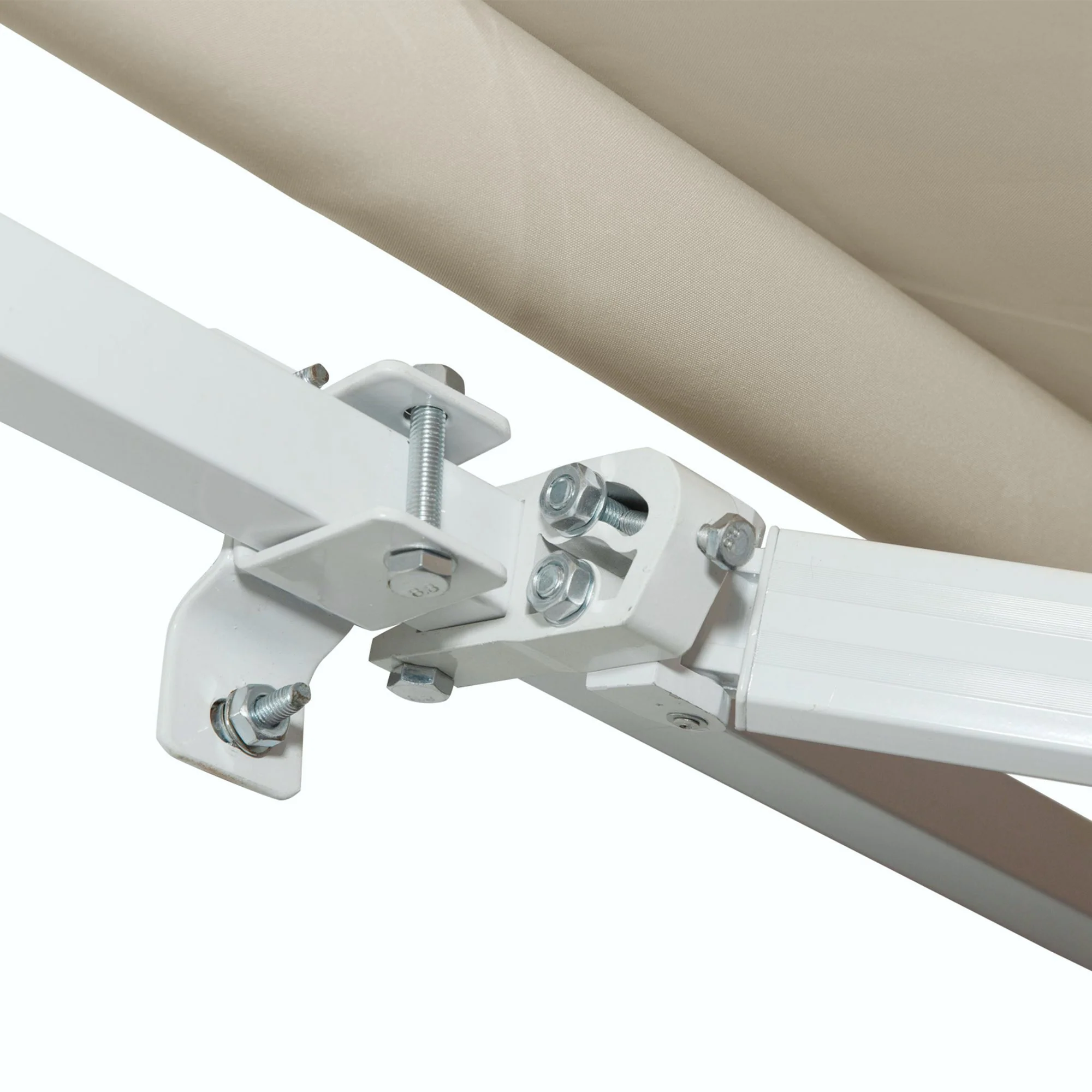 12' x 8' Retractable Awning Patio Awnings Sun Shade Shelter with Manual Crank Handle, 280g/㎡ UV & Water-Resistant Fabric and Aluminum Frame for Deck, Balcony, Yard, Cream White - Image 11