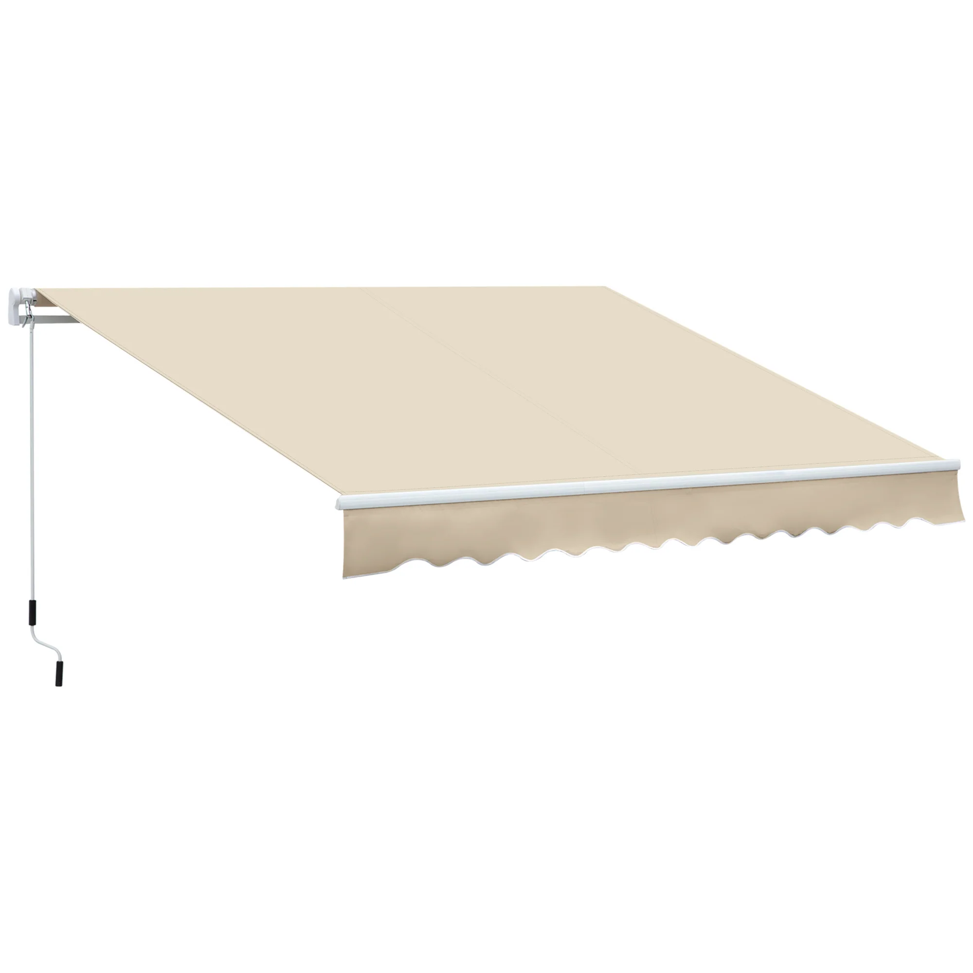 12' x 8' Retractable Patio Awning with Manual Crank, UV & Water-Resistant Fabric and Aluminum Frame, Cream White