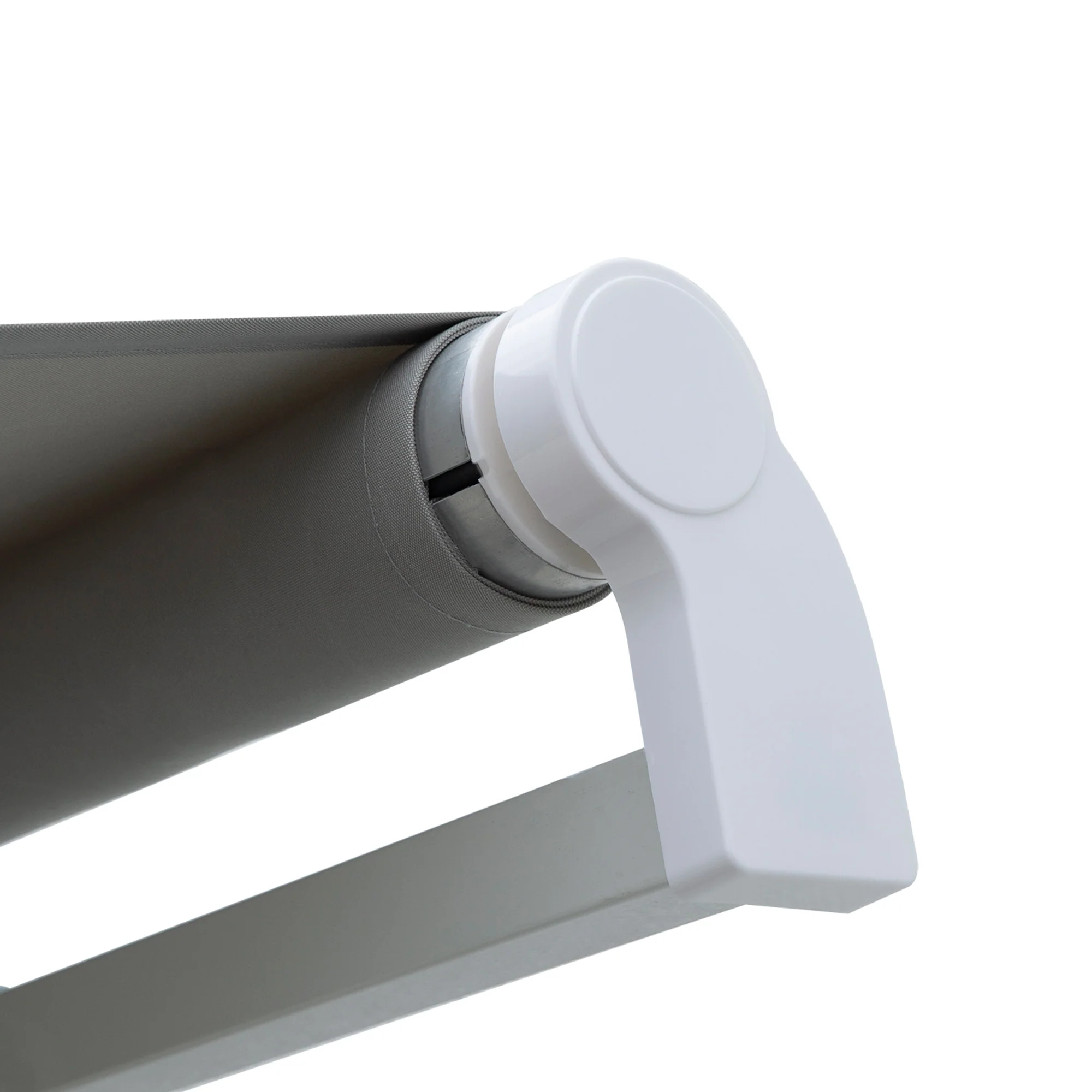 12' x 8' Retractable Patio Awning with Manual Crank, UV & Water-Resistant Fabric and Aluminum Frame, Grey - Image 11