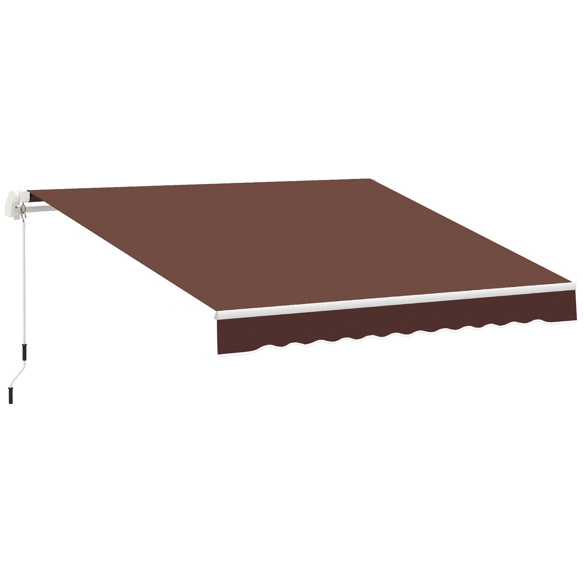 12' x 8' Retractable Patio Awning with Manual Crank, UV & Water-Resistant Fabric and Aluminum Frame, Coffee - Image 12