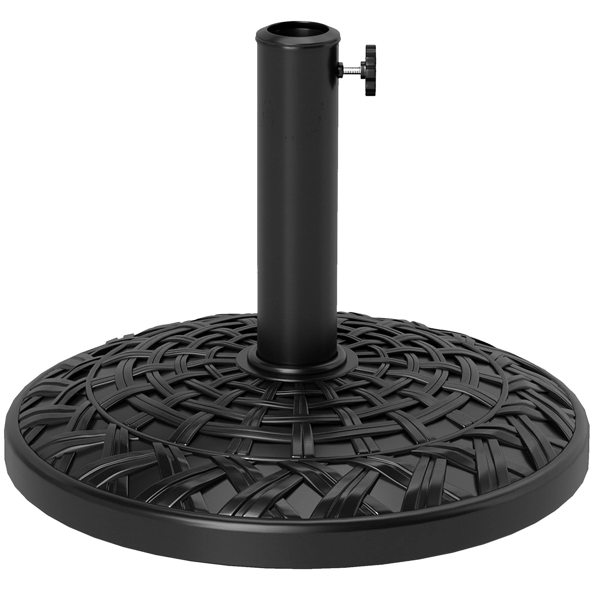 12kg Round Resin Garden Umbrella Base for 38mm or 48mm Outdoor Umbrella Poles, Black