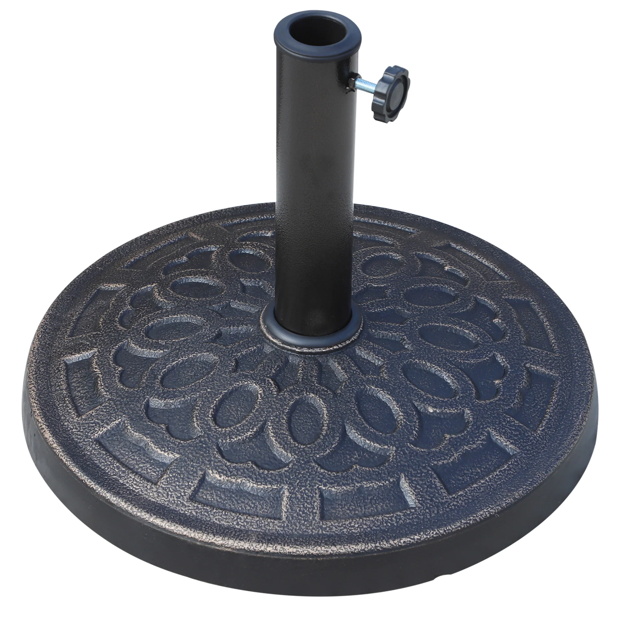12kg Round Resin Garden Parasol Base for 38mm or 48mm Umbrella Poles, Bronze Tone - Image 12