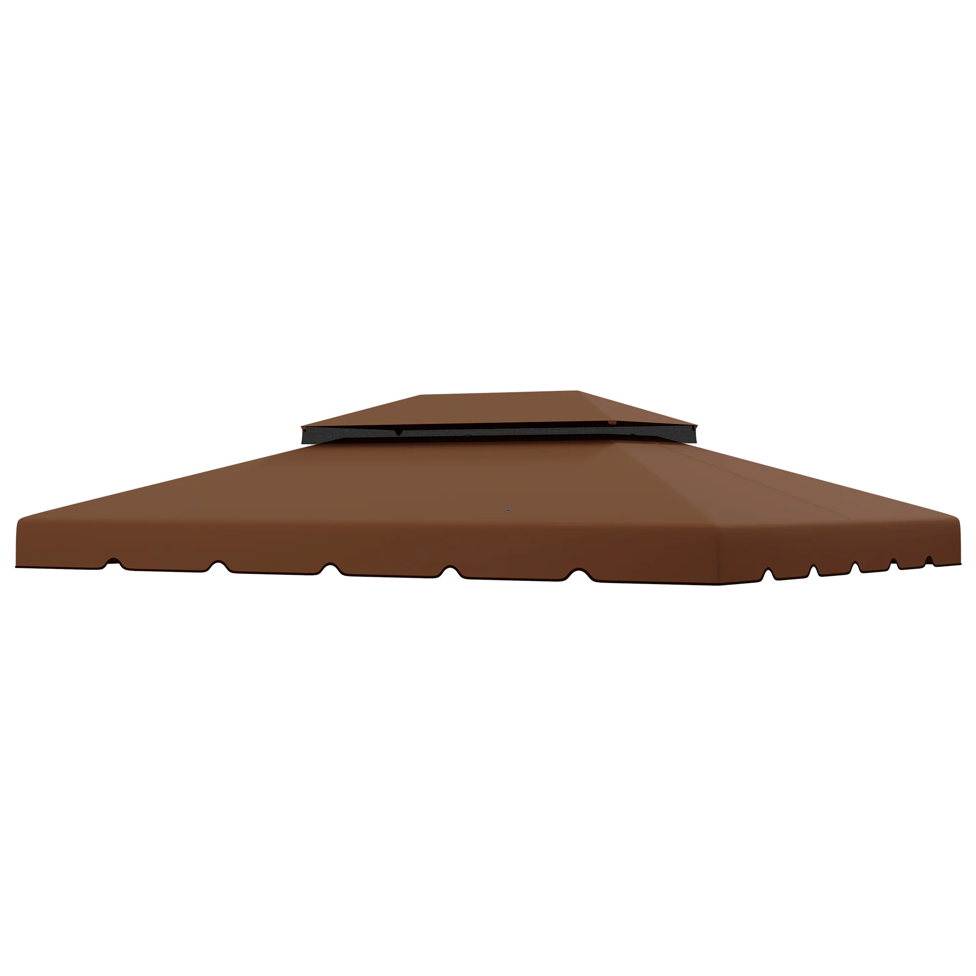 13.1' x 9.10' Gazebo Replacement Canopy with Double Vented Roof, TOP ONLY, Coffee - Image 2