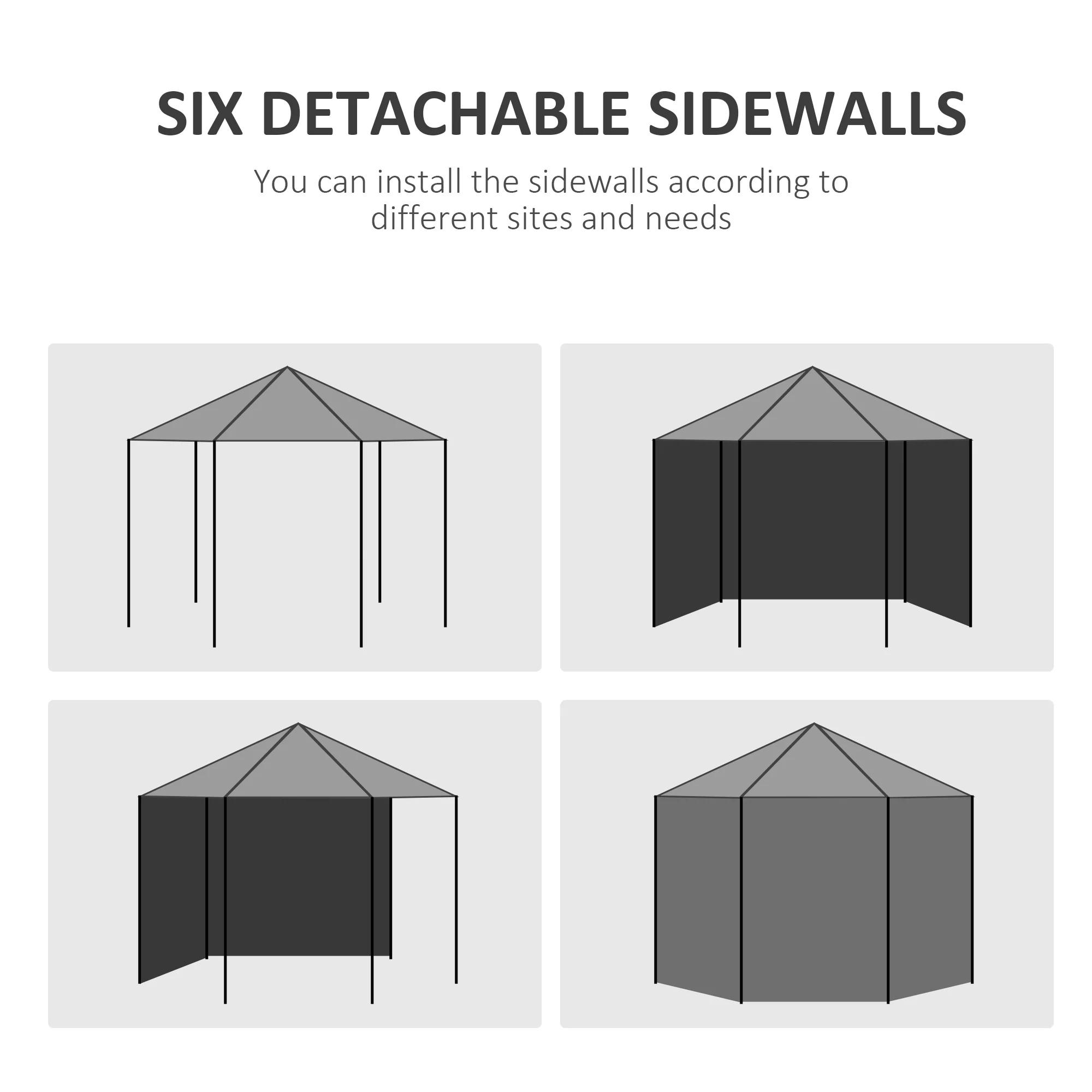 13' Gazebo Party Tent with 6 Removable Side Walls & Windows, White - Image 9