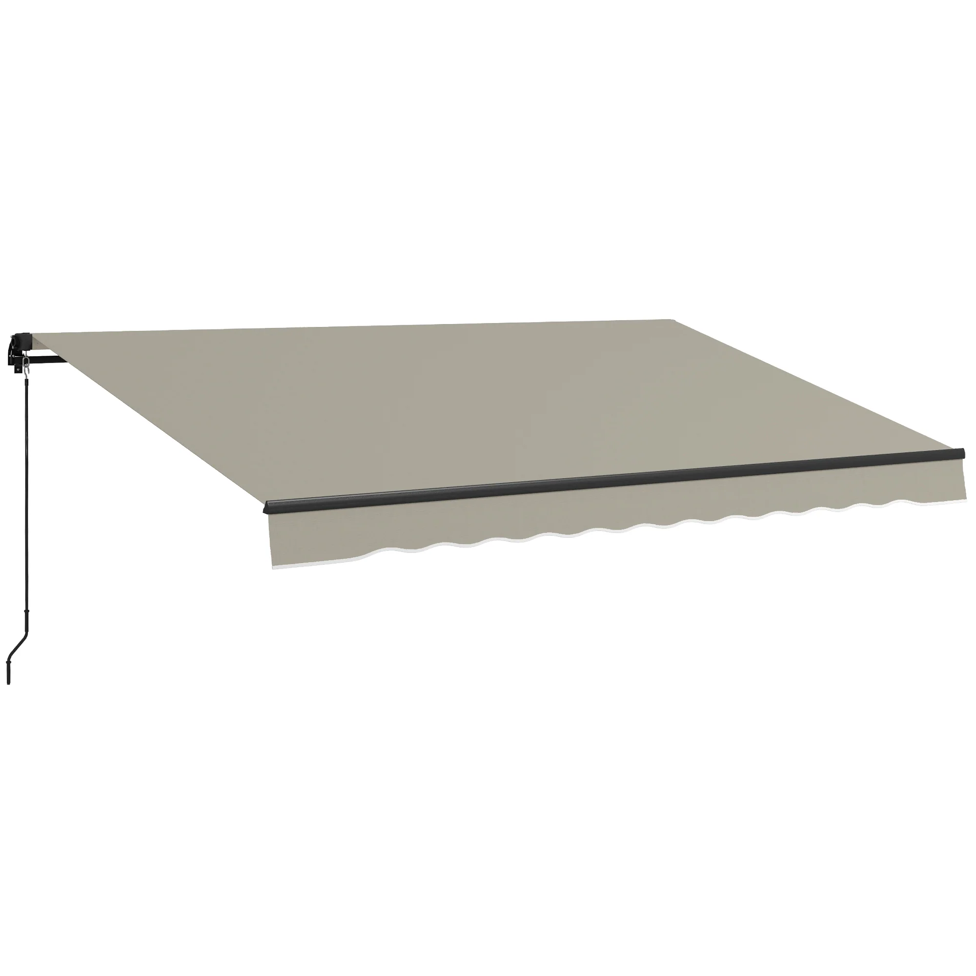13' x 10' Retractable Awning with Manual Crank, 280gsm UV Resistant Fabric and Aluminum Frame, Light Grey