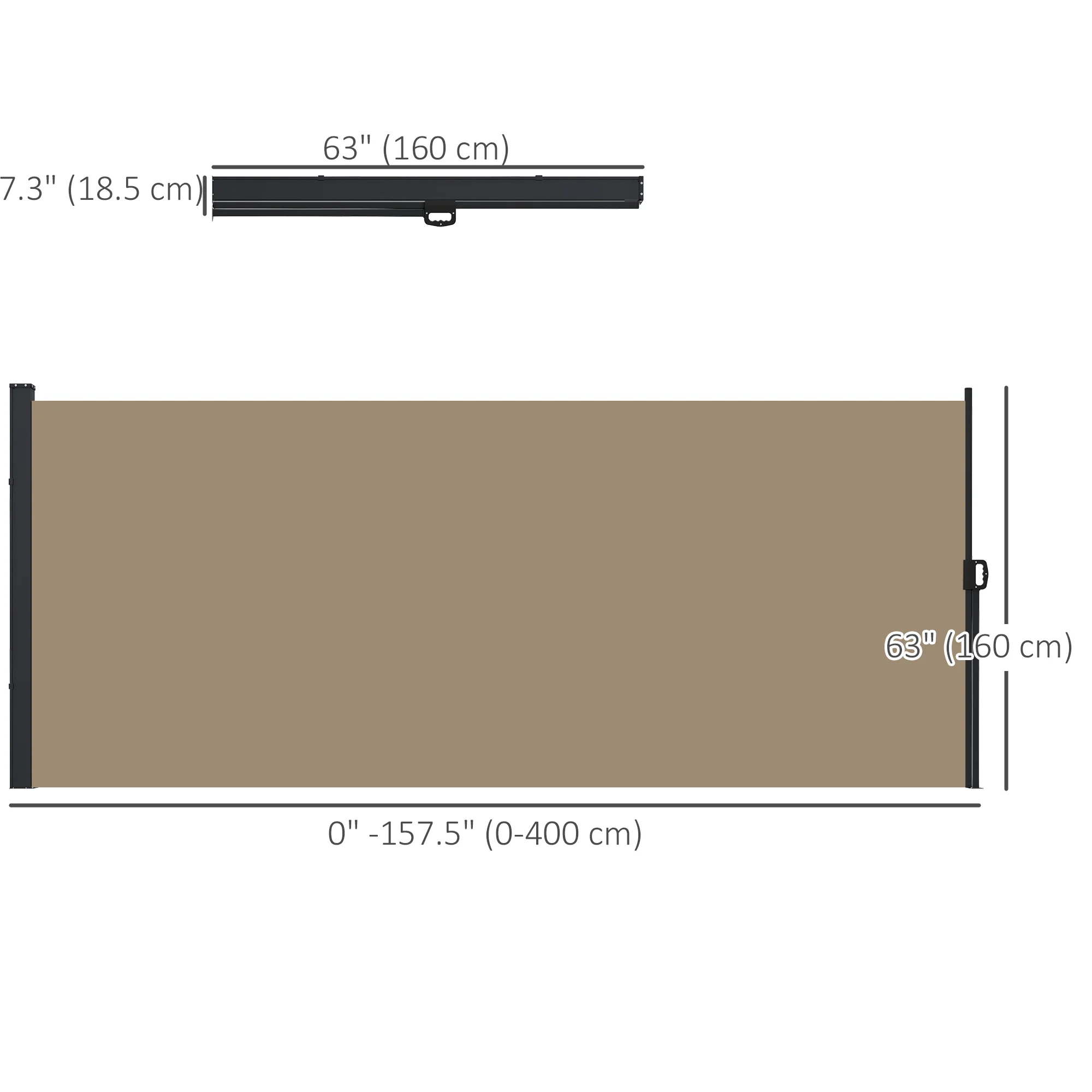 13' x 5' Retractable Side Awning, Full Cassette Privacy Screen, Khaki - Image 5