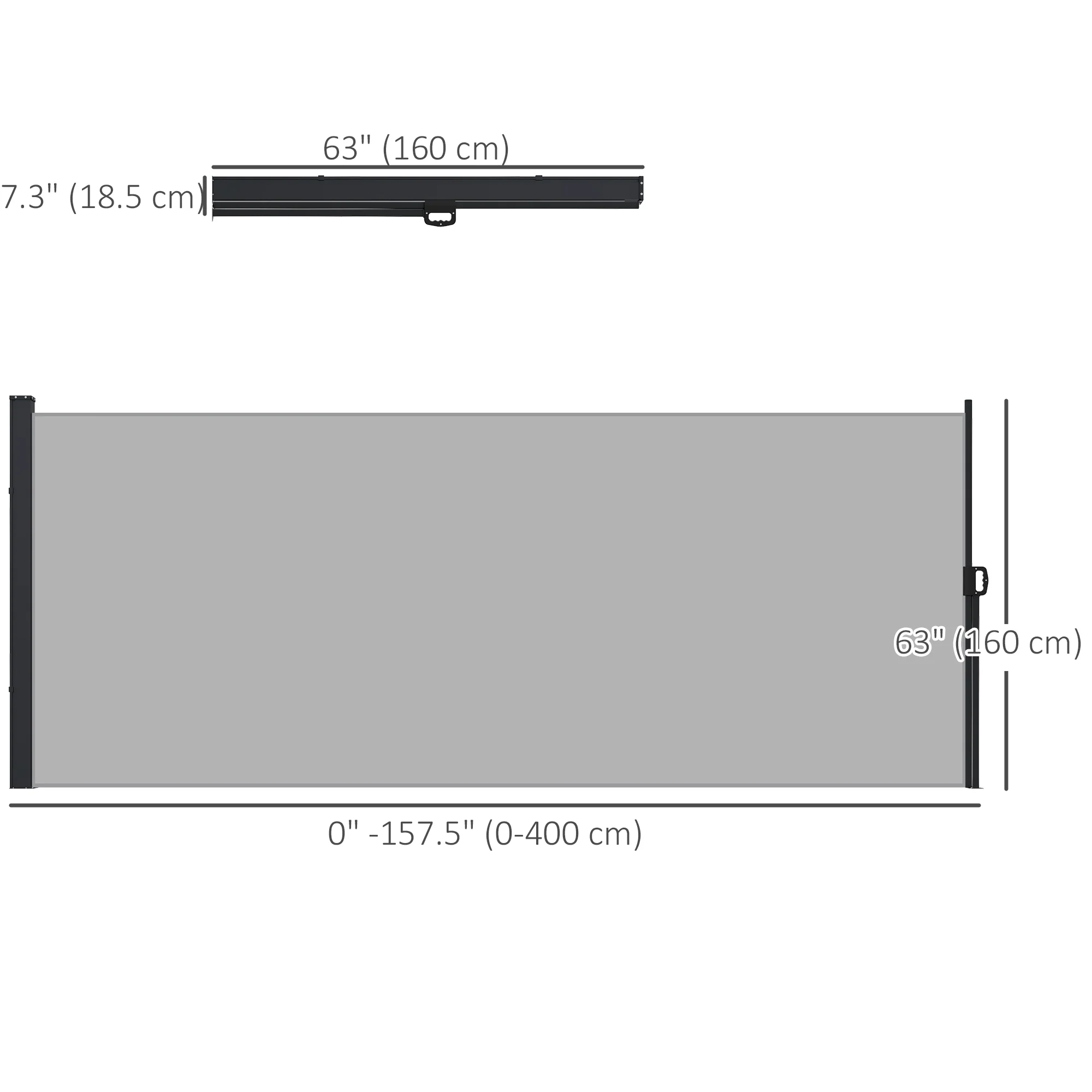 13' x 5' Retractable Side Awning, Full Cassette Privacy Screen, Light Grey - Image 5