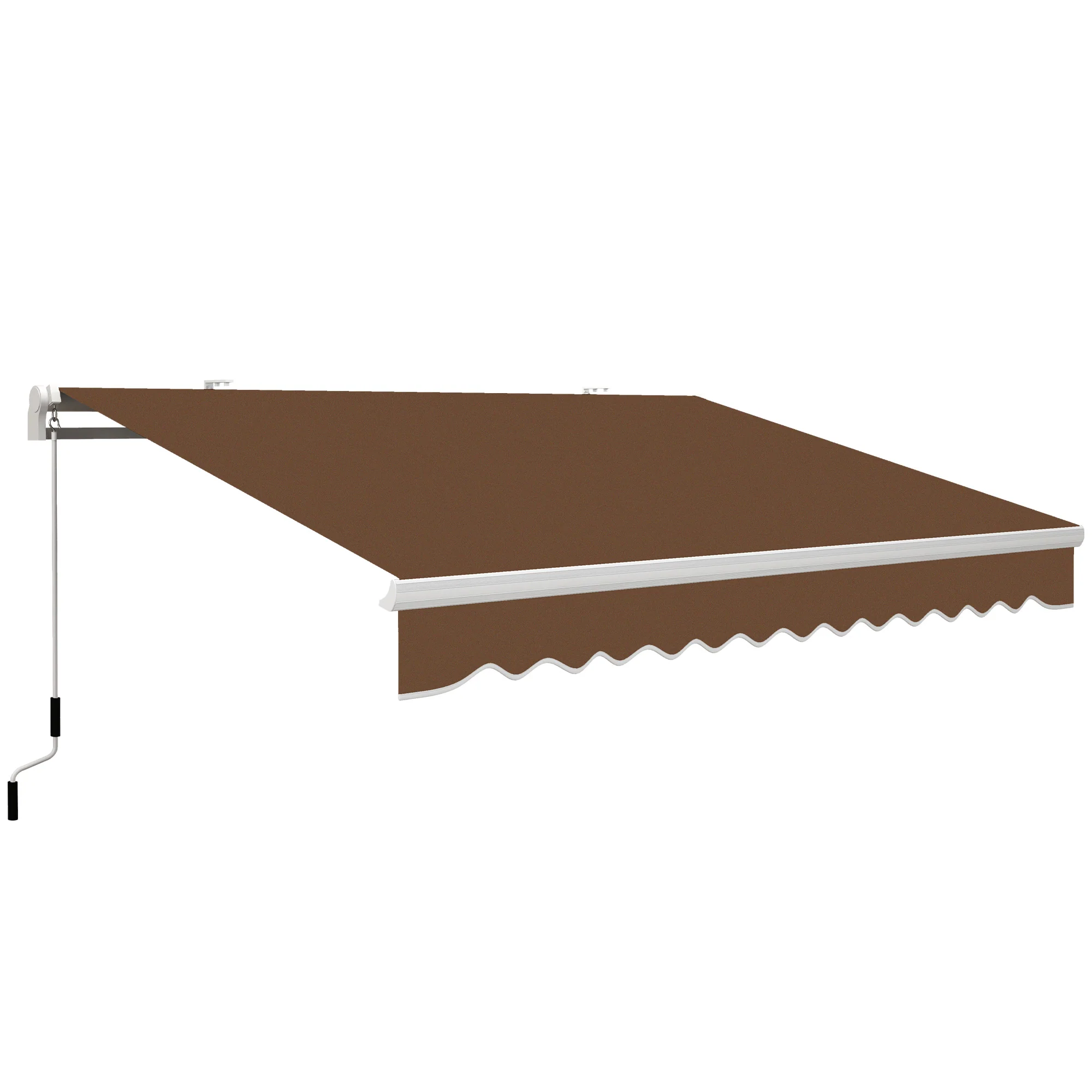 13' x 8' Retractable Patio Awning with Manual Crank, UV & Water-Resistant Fabric and Aluminum Frame, Coffee - Image 12