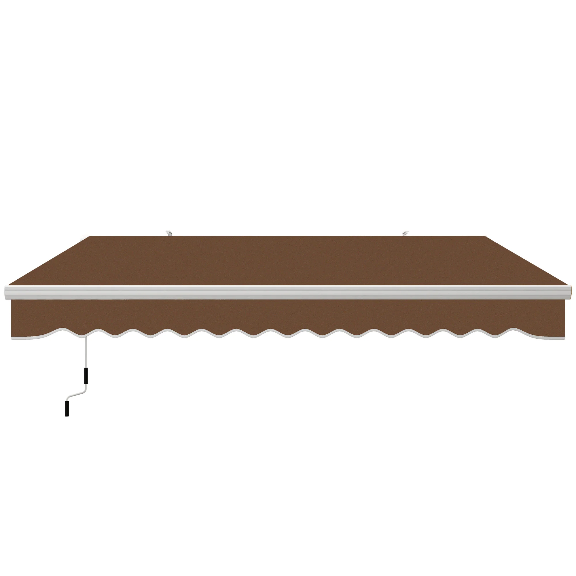 13' x 8' Retractable Patio Awning with Manual Crank, UV & Water-Resistant Fabric and Aluminum Frame, Coffee - Image 2