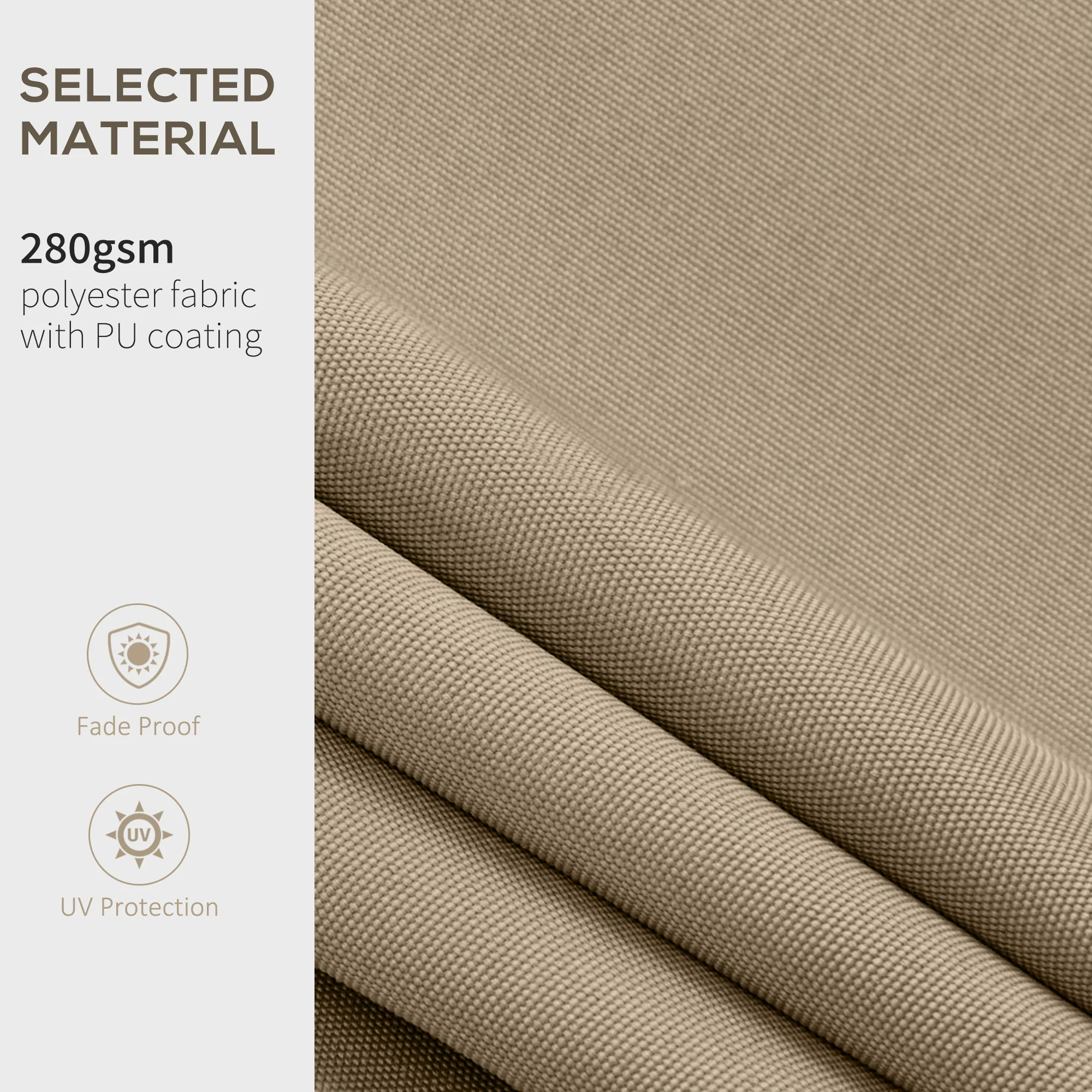 13' x 8' Retractable Awning Fabric Replacement, 280gsm UV Resistant Fabric, Beige - Image 6