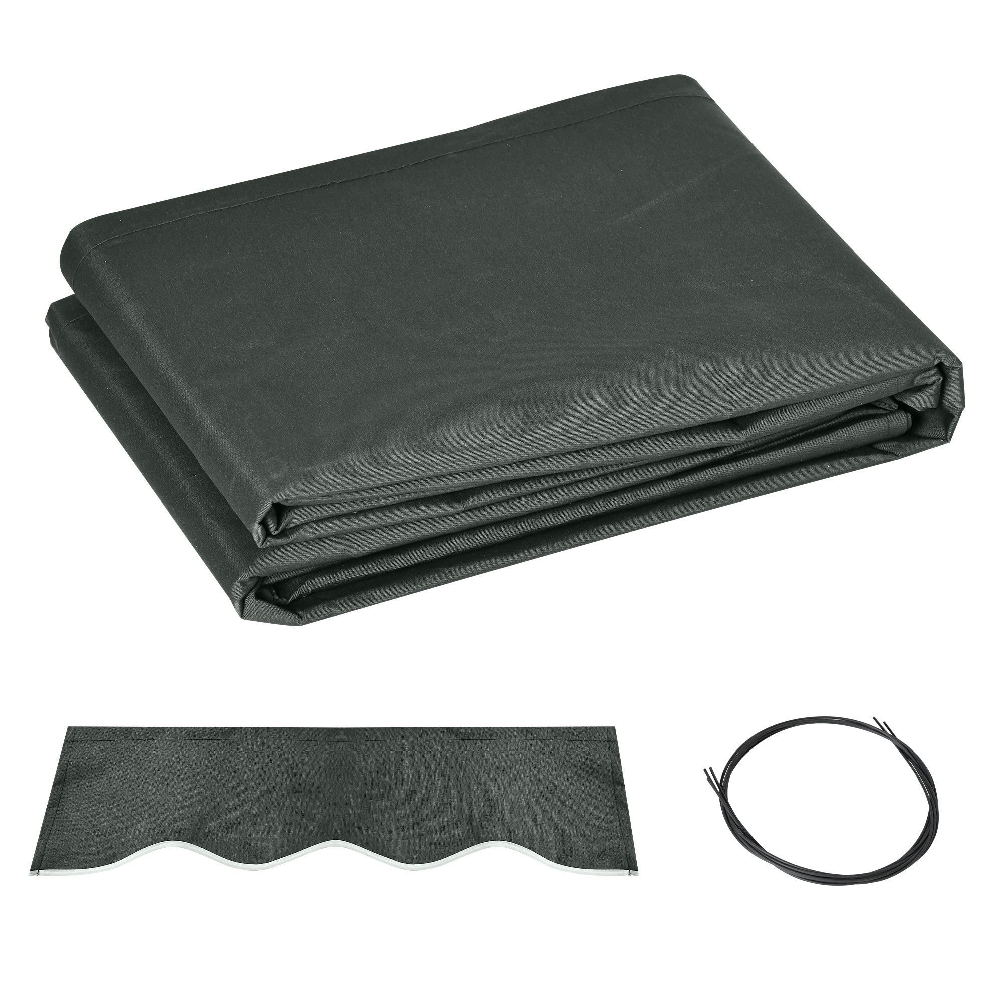 13' x 8' Retractable Awning Fabric Replacement, 280gsm UV Resistant Fabric, Grey