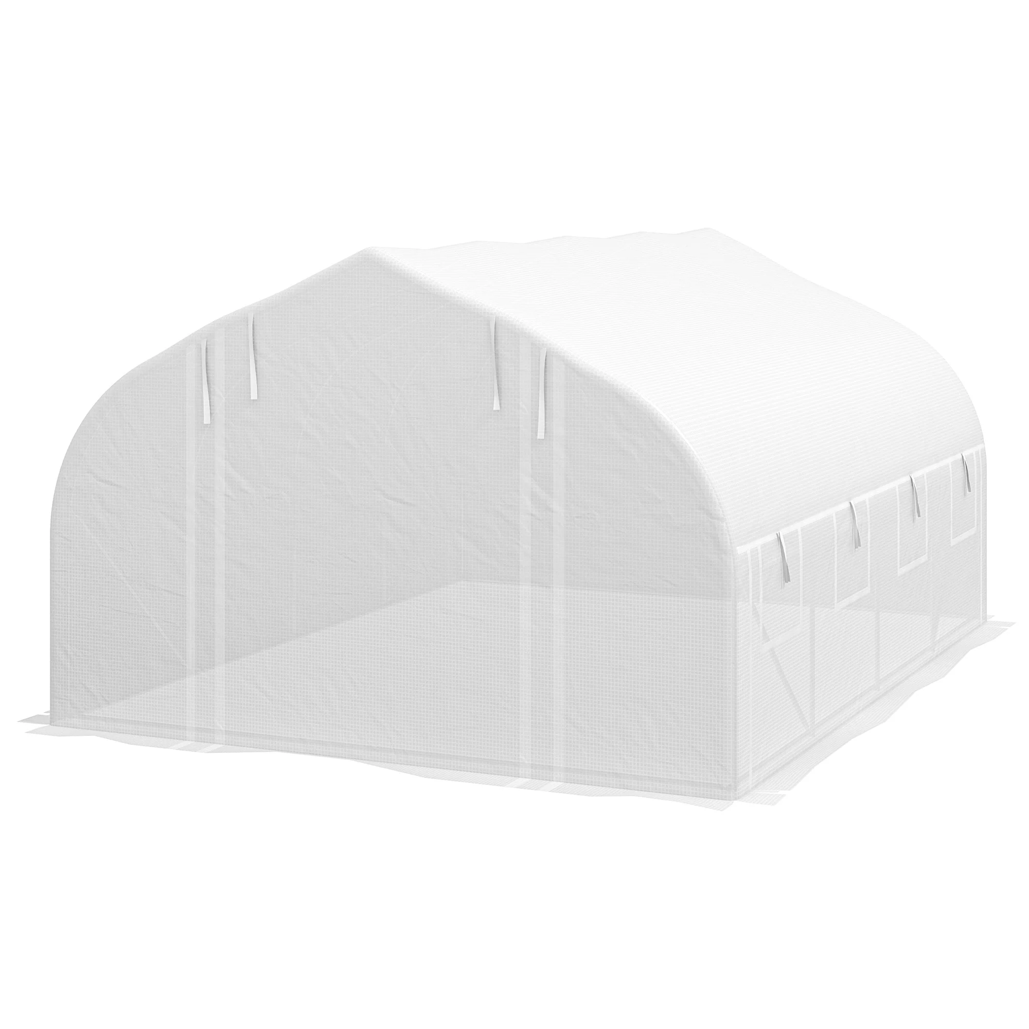 13' x 9.8' Polytunnel Greenhouse with Zipped Sidewalls & Mesh Door, White - Image 2